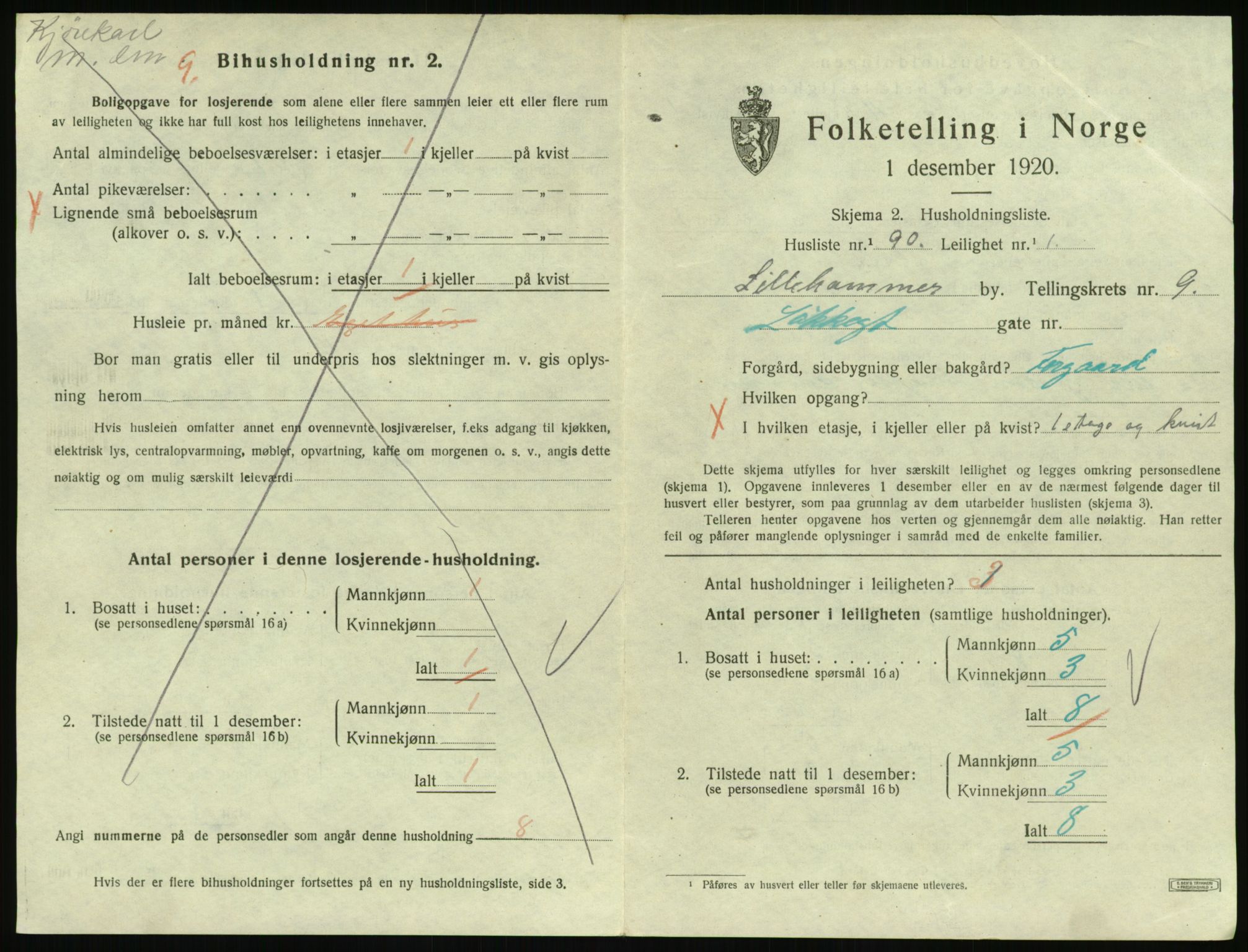 SAH, Folketelling 1920 for 0501 Lillehammer kjøpstad, 1920, s. 3372