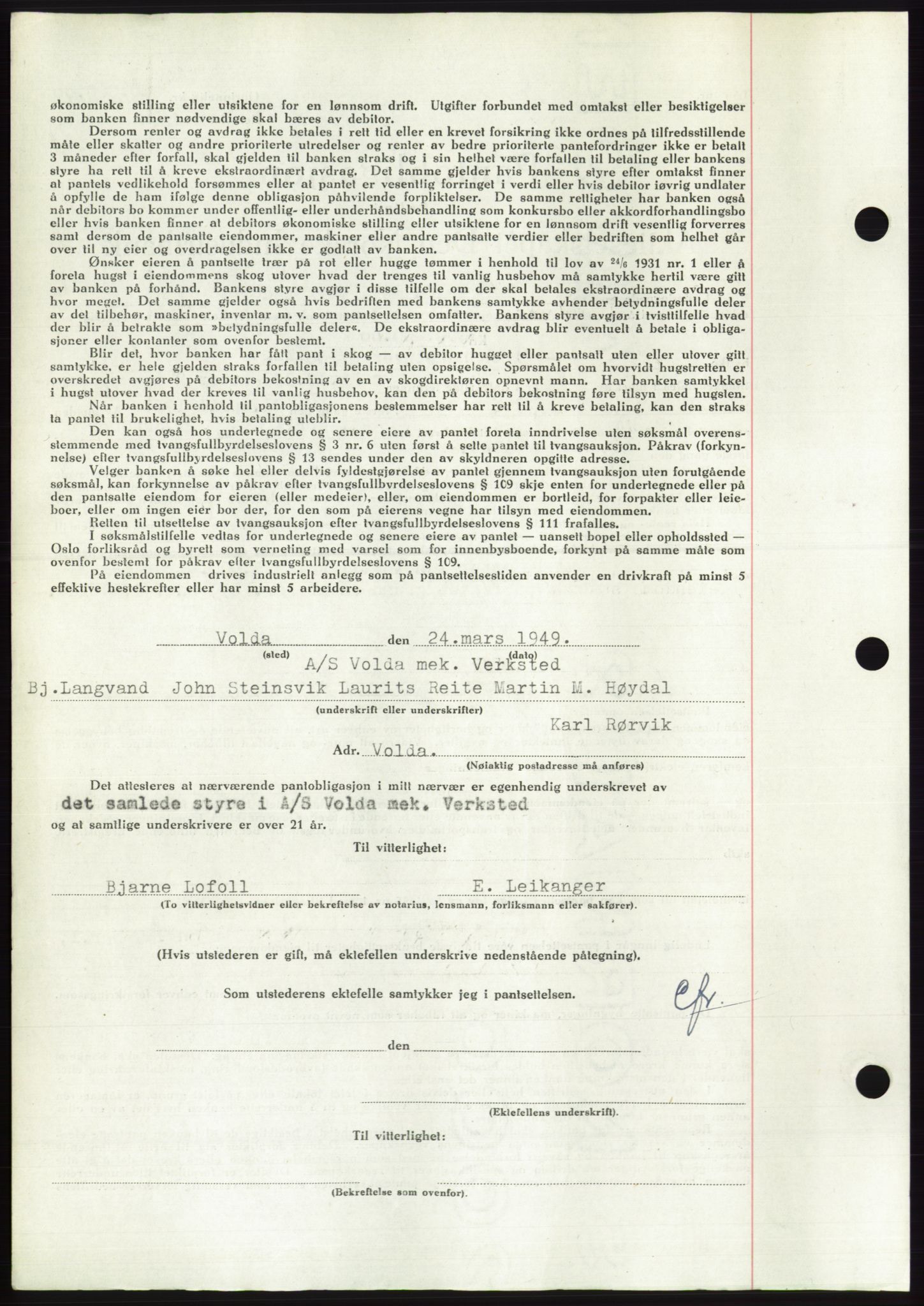 Søre Sunnmøre sorenskriveri, AV/SAT-A-4122/1/2/2C/L0116: Pantebok nr. 4B, 1948-1949, Dagboknr: 458/1949