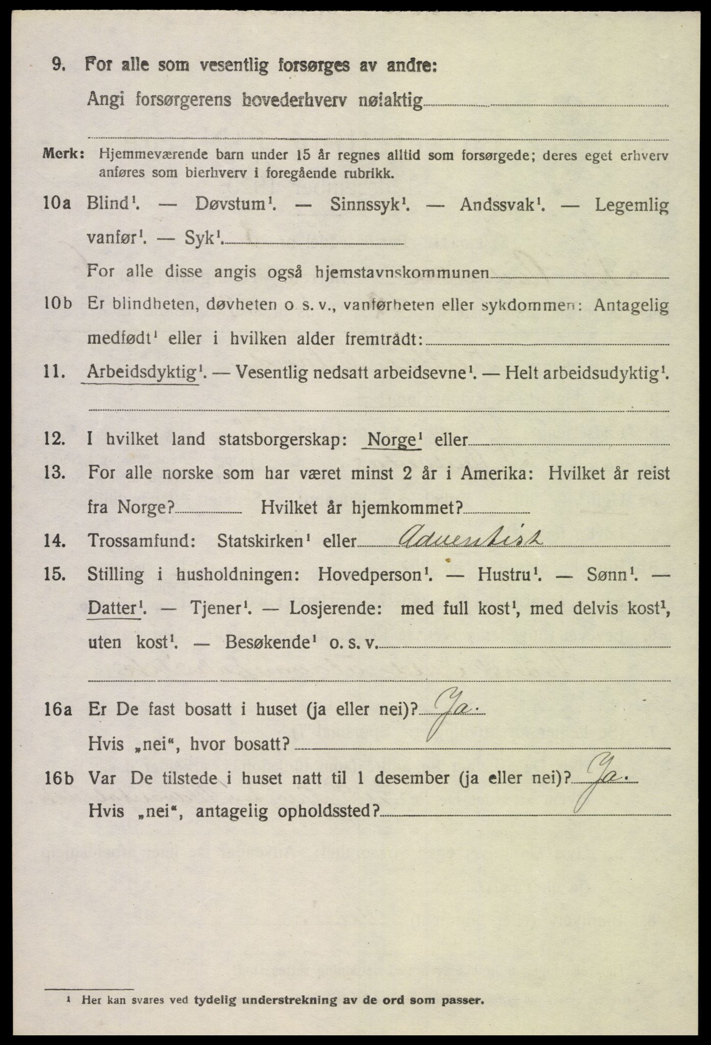 SAK, Folketelling 1920 for 1029 Sør-Audnedal herred, 1920, s. 2708