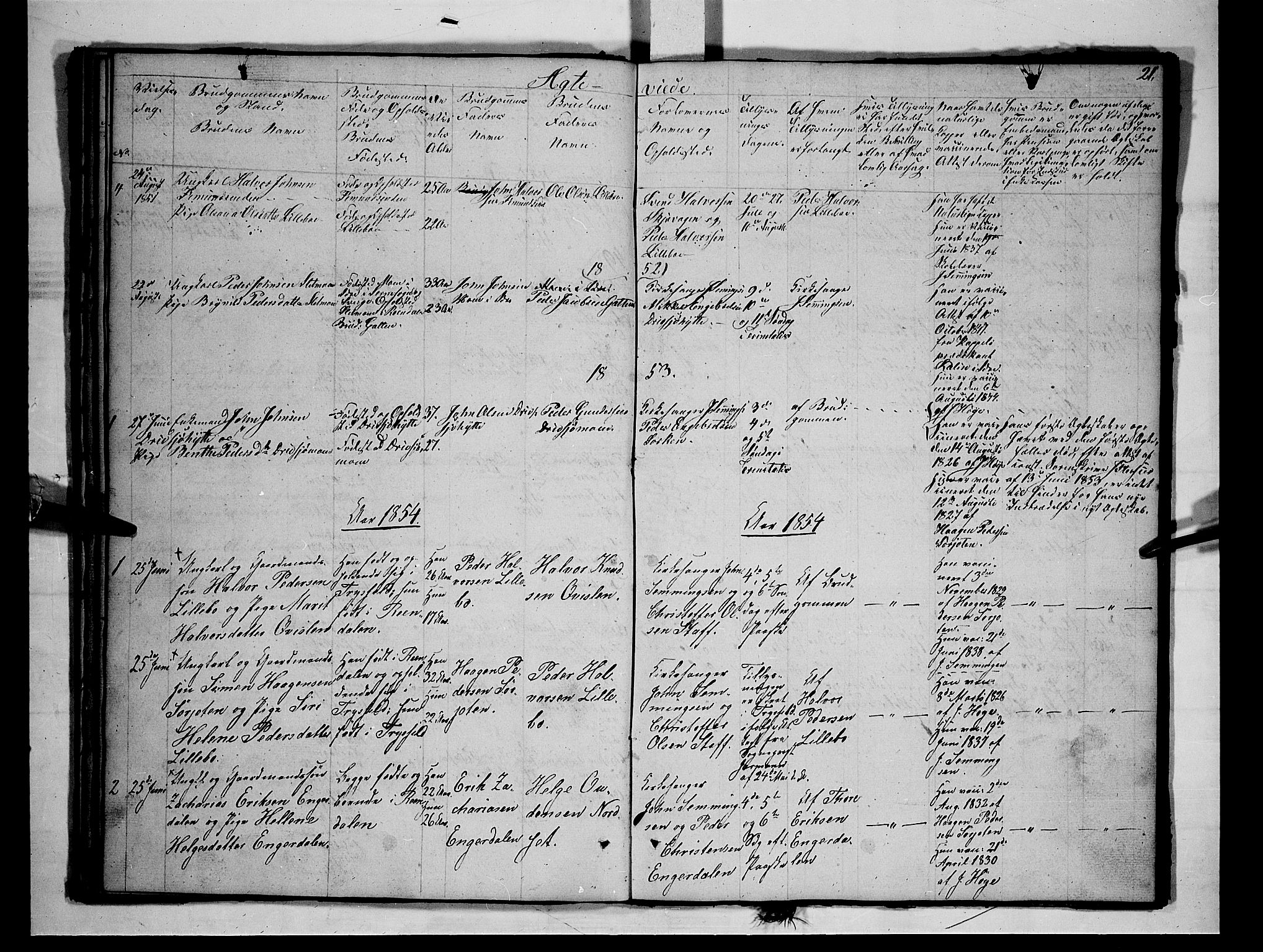 Rendalen prestekontor, AV/SAH-PREST-054/H/Ha/Hab/L0001: Klokkerbok nr. 1, 1847-1857, s. 21