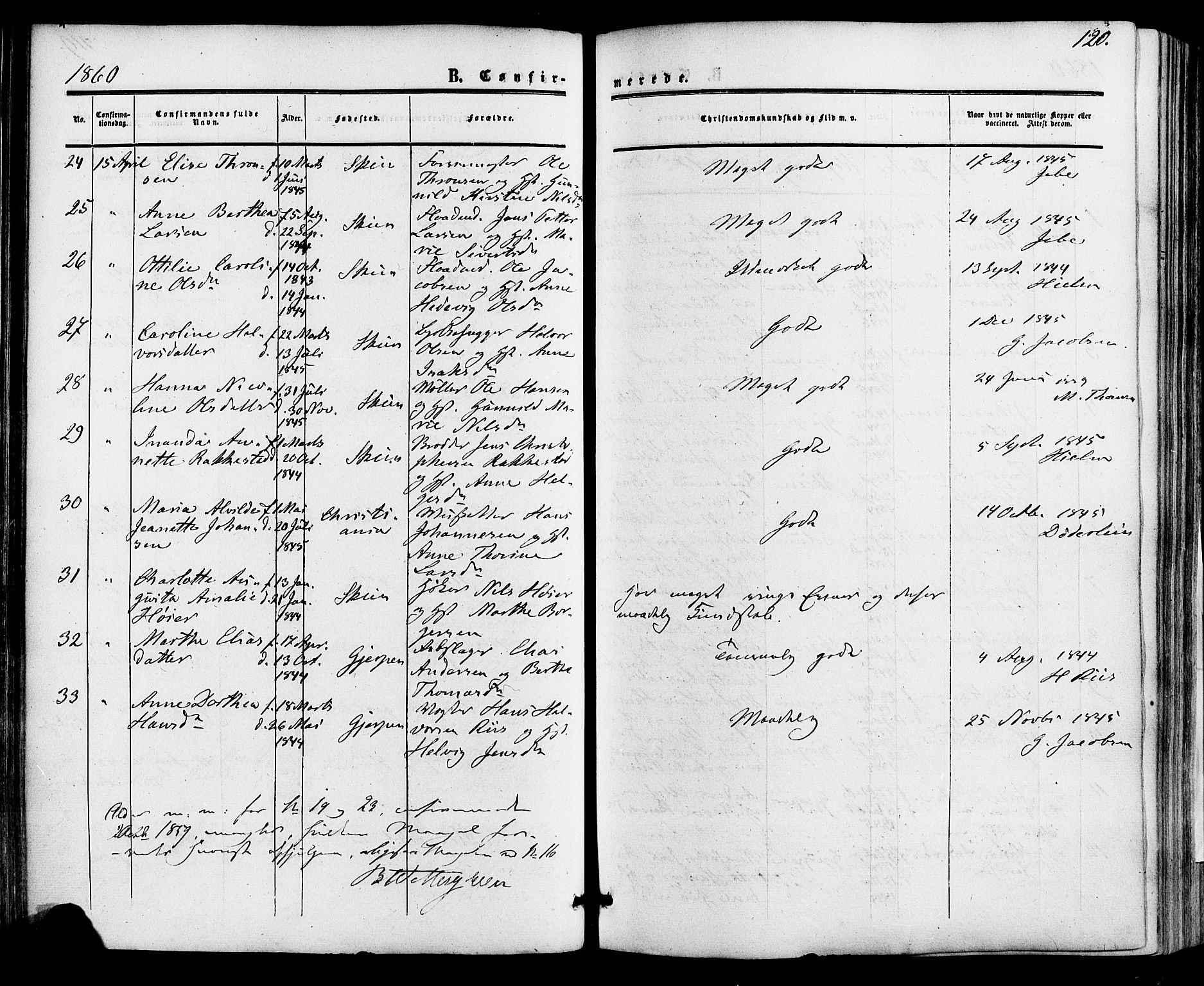 Skien kirkebøker, SAKO/A-302/F/Fa/L0007: Ministerialbok nr. 7, 1856-1865, s. 120