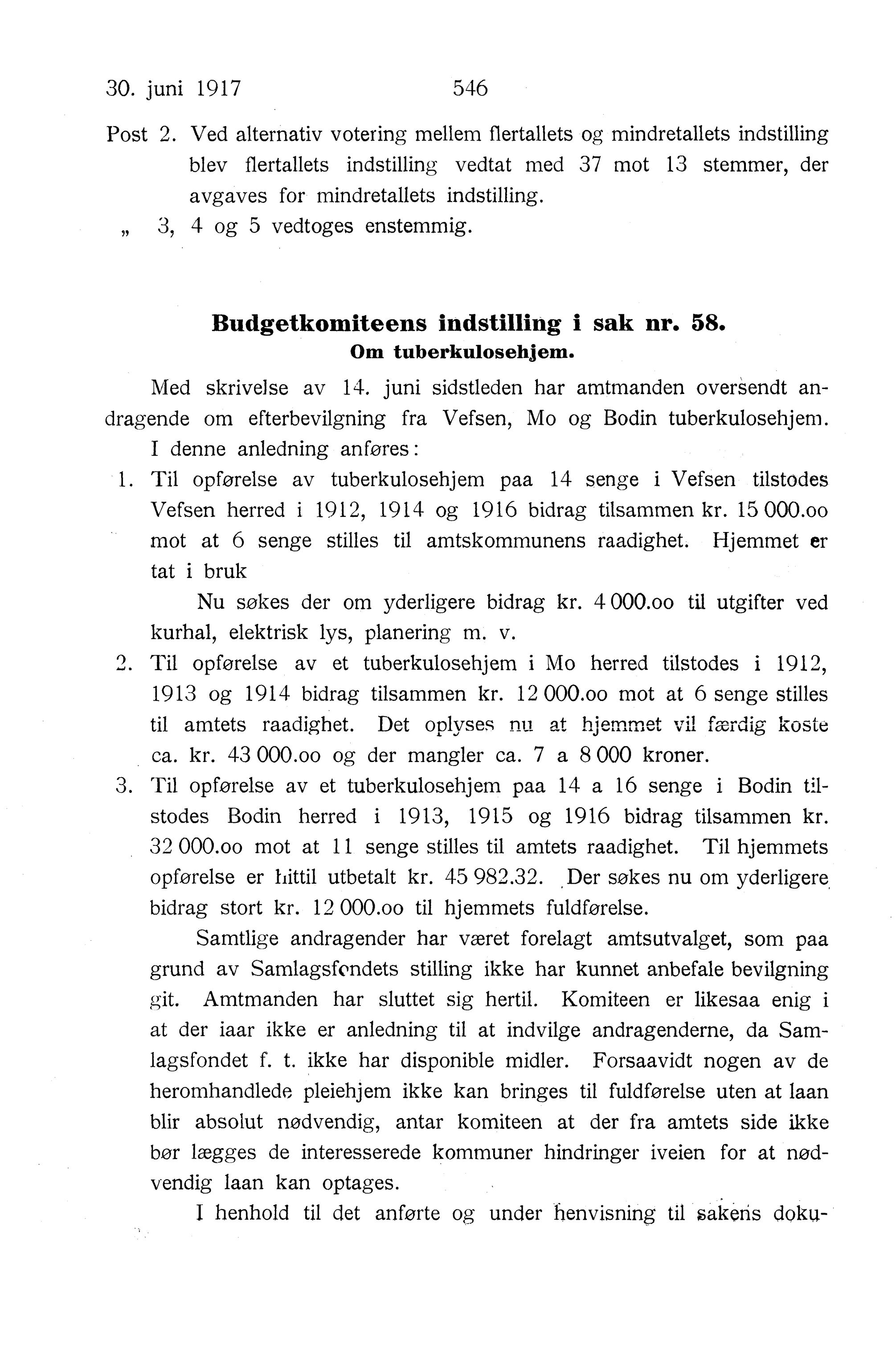 Nordland Fylkeskommune. Fylkestinget, AIN/NFK-17/176/A/Ac/L0040: Fylkestingsforhandlinger 1917, 1917