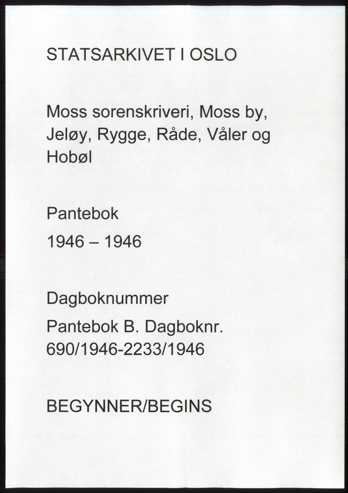 Moss sorenskriveri, SAO/A-10168: Pantebok nr. B15, 1946-1946