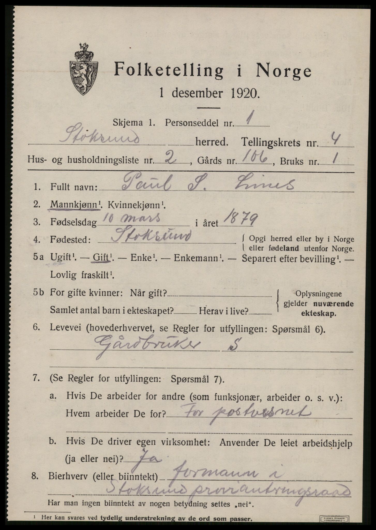 SAT, Folketelling 1920 for 1631 Stoksund herred, 1920, s. 1960