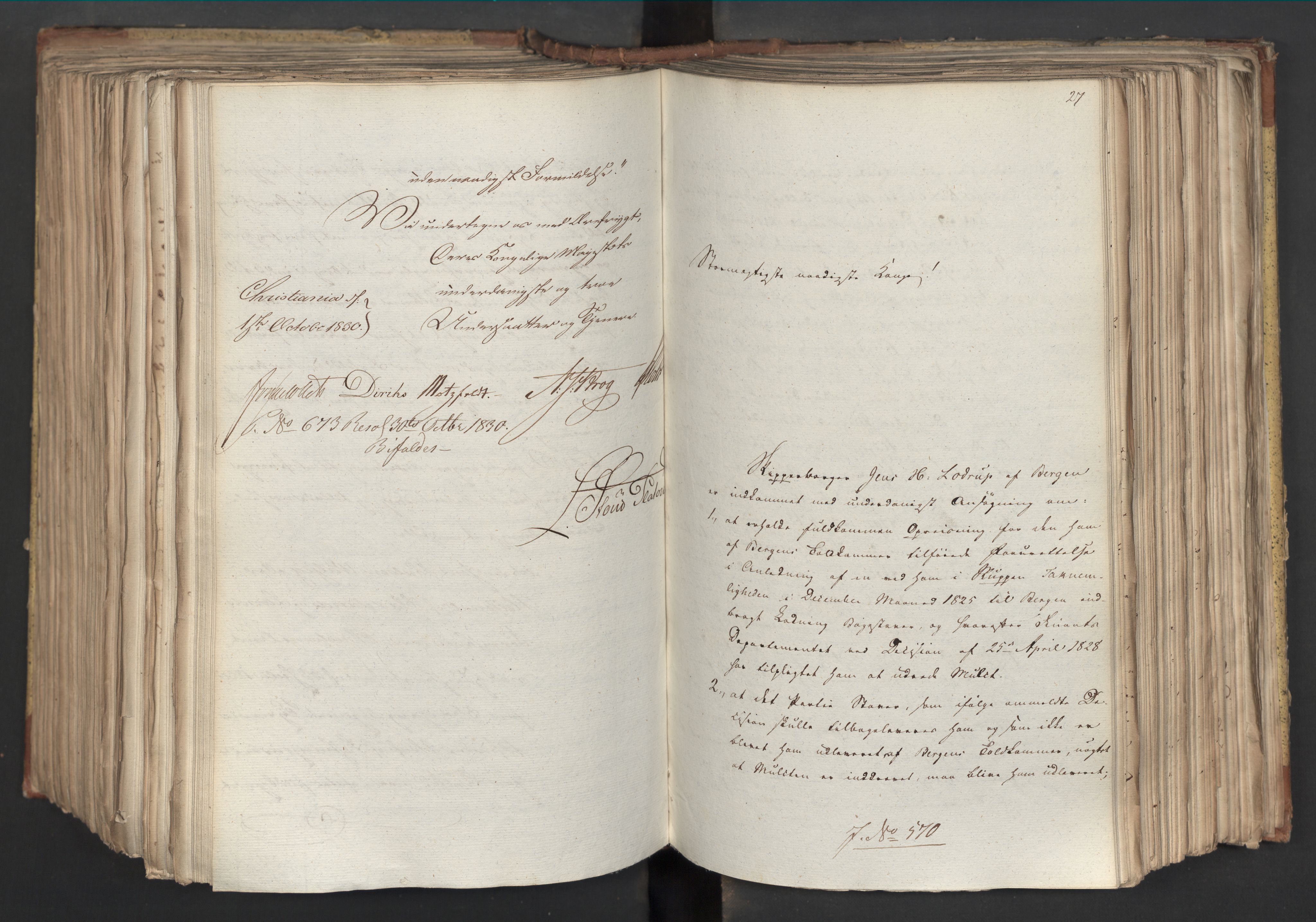 Statsrådsavdelingen i Stockholm, AV/RA-S-1003/D/Da/L0067: Regjeringsinnstillinger nr. 450-659, 1830, s. 440