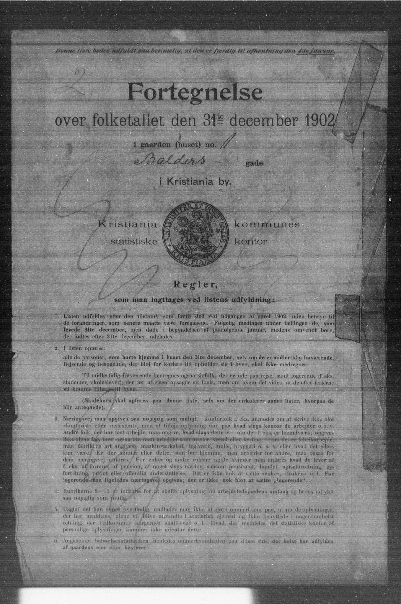 OBA, Kommunal folketelling 31.12.1902 for Kristiania kjøpstad, 1902, s. 708