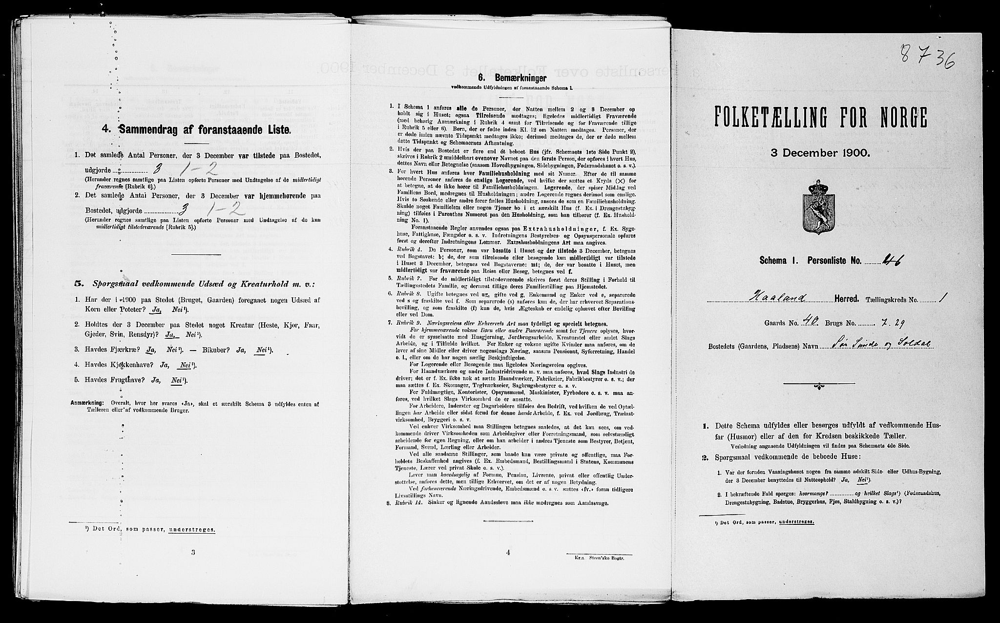SAST, Folketelling 1900 for 1124 Haaland herred, 1900, s. 190