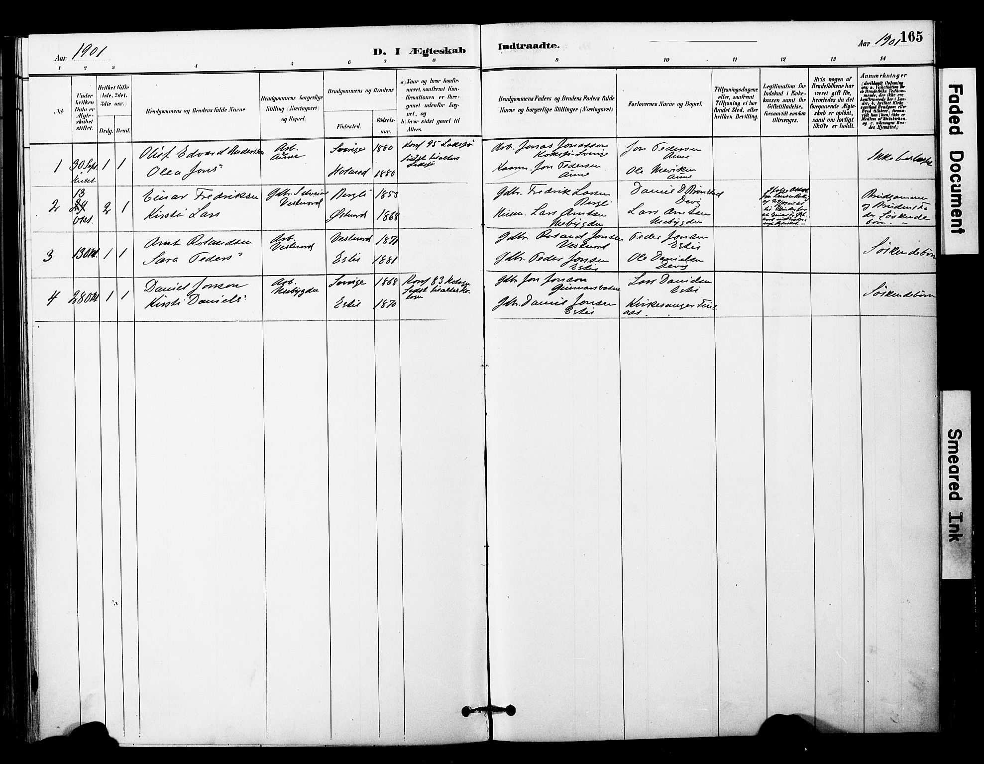 Ministerialprotokoller, klokkerbøker og fødselsregistre - Nord-Trøndelag, SAT/A-1458/757/L0505: Ministerialbok nr. 757A01, 1882-1904, s. 165