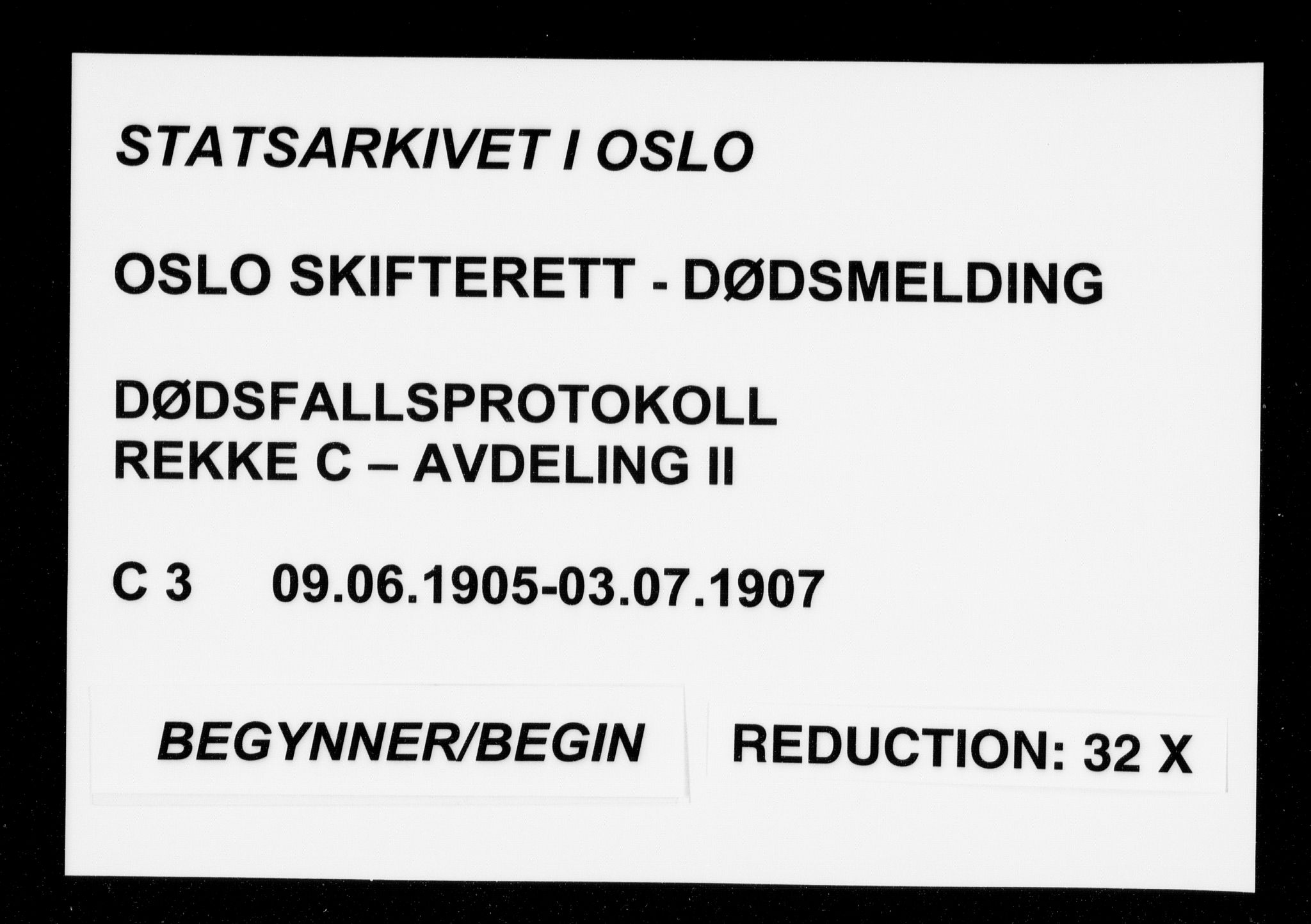 Oslo skifterett, AV/SAO-A-10383/G/Ga/Gac/L0003: Dødsfallsprotokoll, 1905-1907