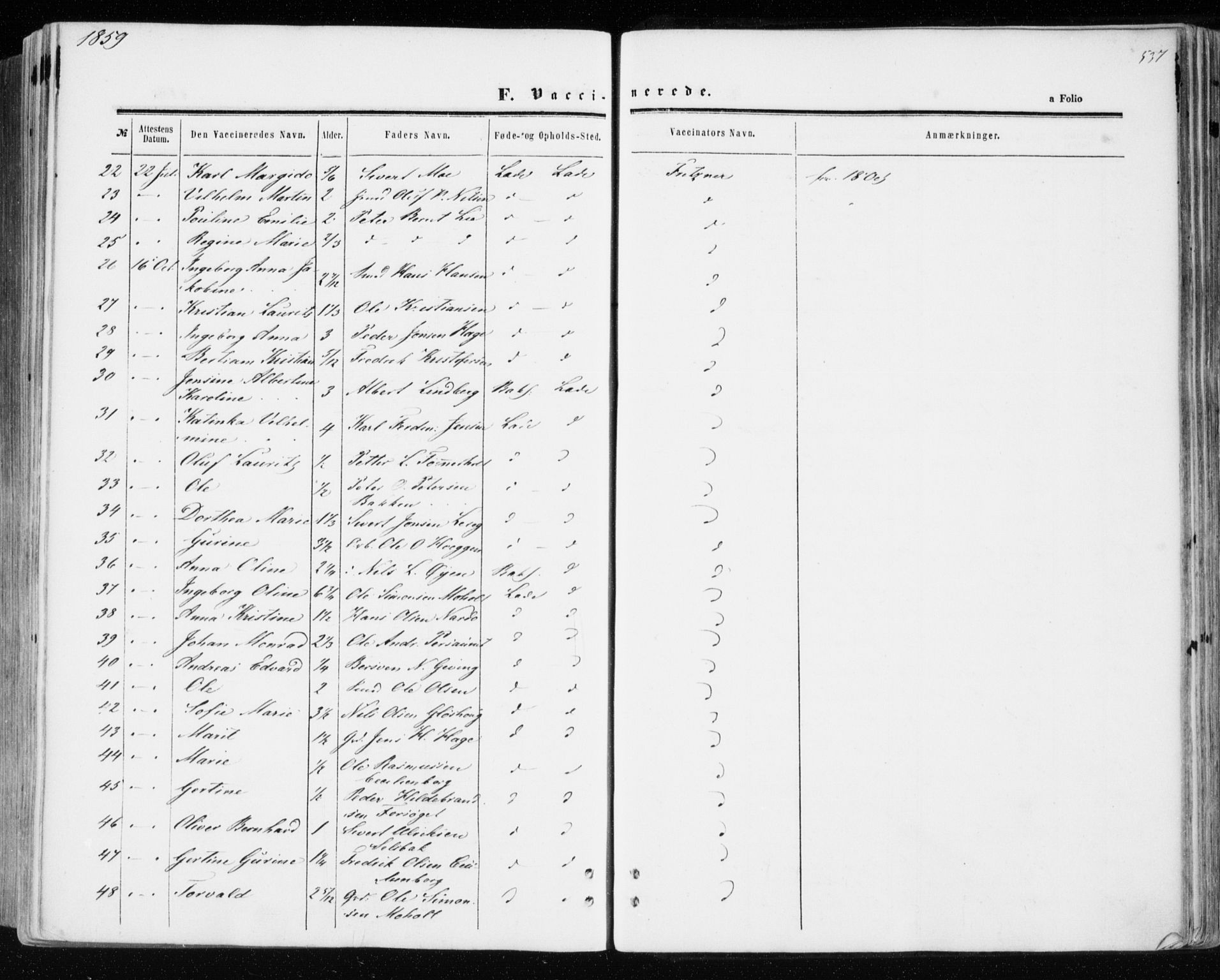Ministerialprotokoller, klokkerbøker og fødselsregistre - Sør-Trøndelag, SAT/A-1456/606/L0292: Ministerialbok nr. 606A07, 1856-1865, s. 537