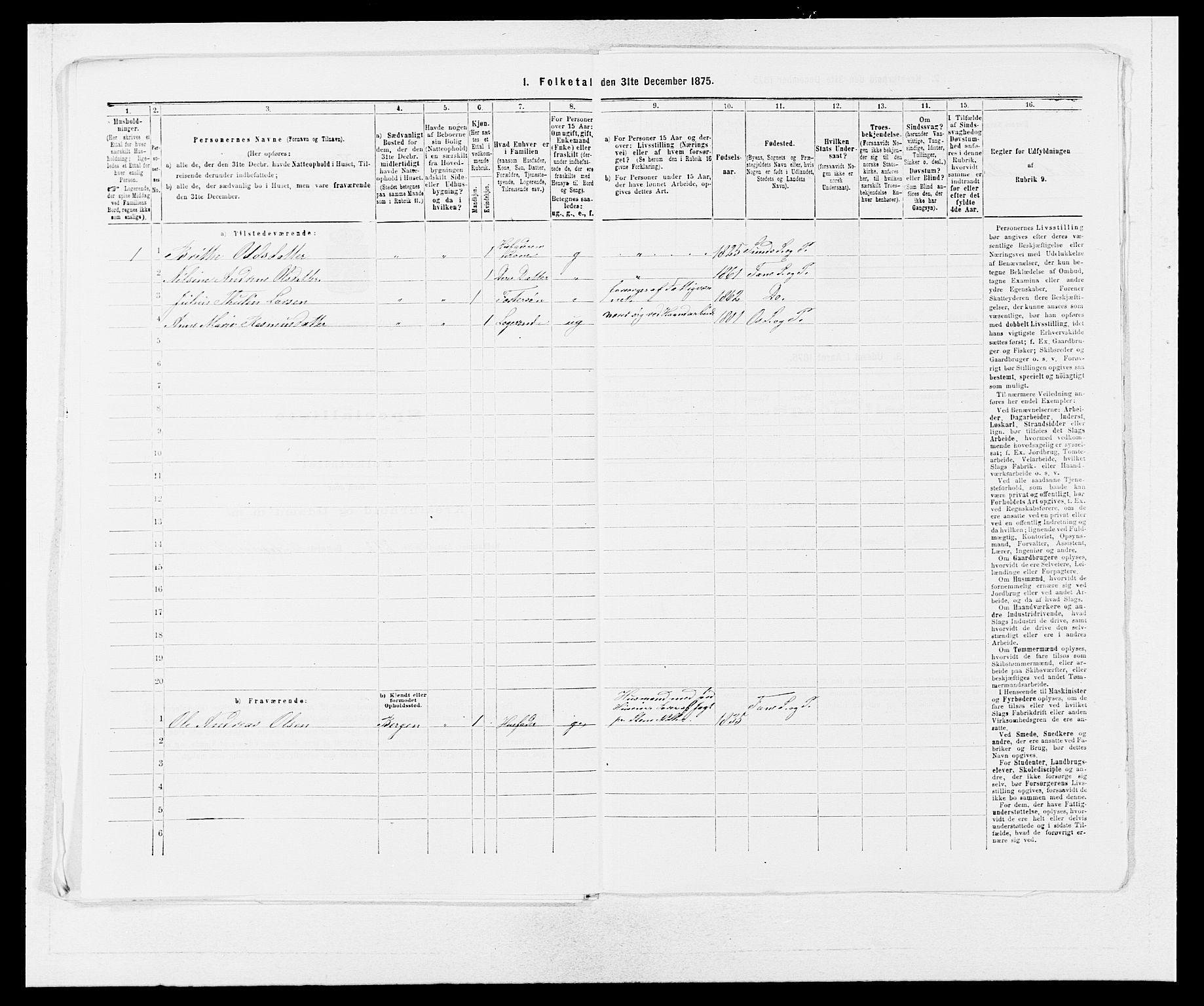 SAB, Folketelling 1875 for 1249P Fana prestegjeld, 1875, s. 887