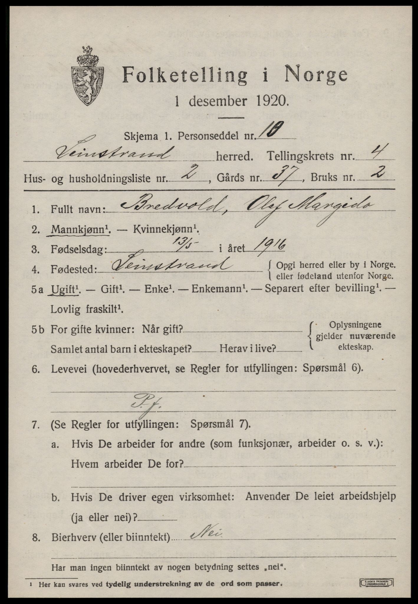 SAT, Folketelling 1920 for 1654 Leinstrand herred, 1920, s. 3835