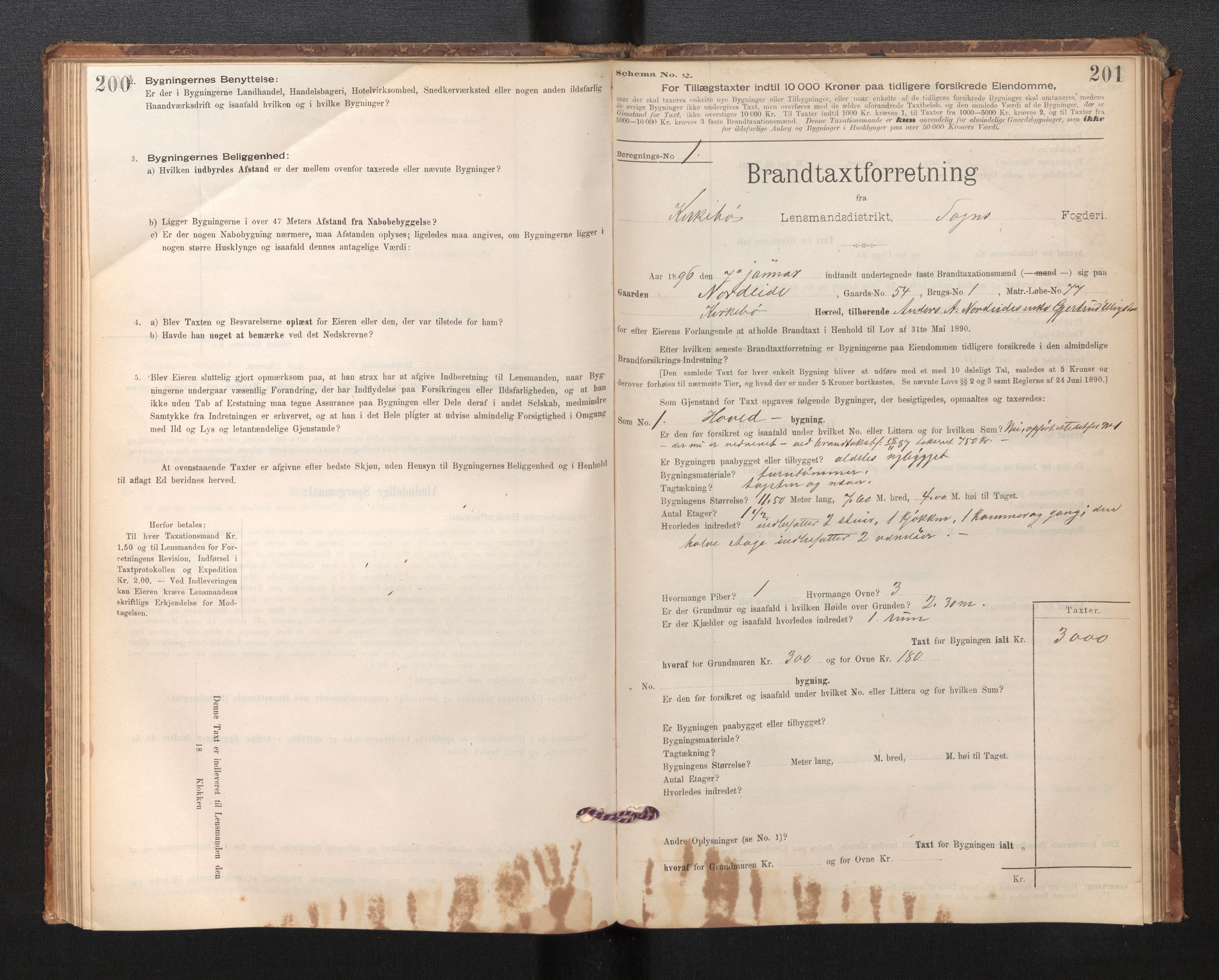 Lensmannen i Kyrkjebø, SAB/A-29001/0012/L0006: Branntakstprotokoll, skjematakst, 1900-1939, s. 200-201