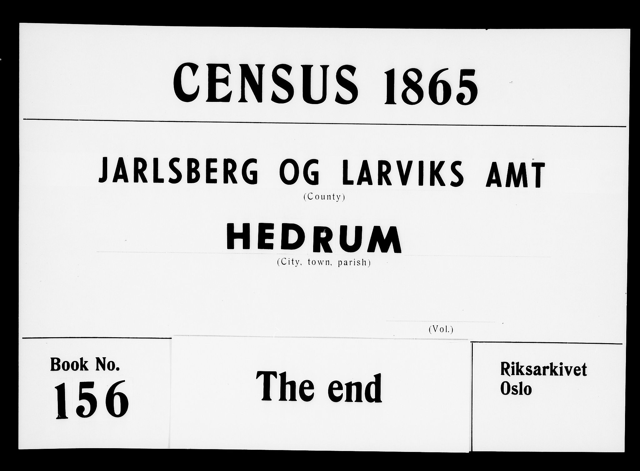 RA, Folketelling 1865 for 0727P Hedrum prestegjeld, 1865, s. 185