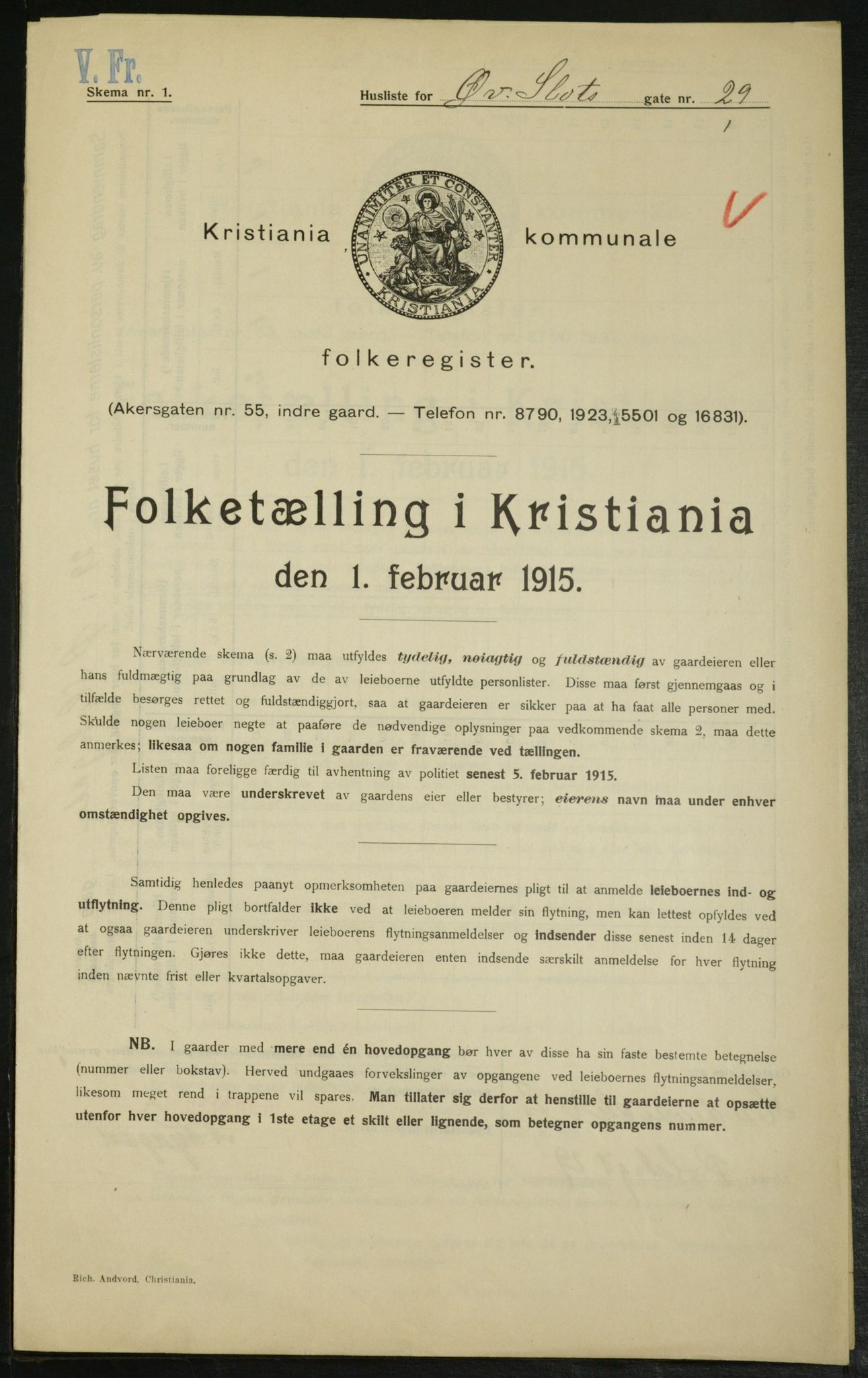 OBA, Kommunal folketelling 1.2.1915 for Kristiania, 1915, s. 130599