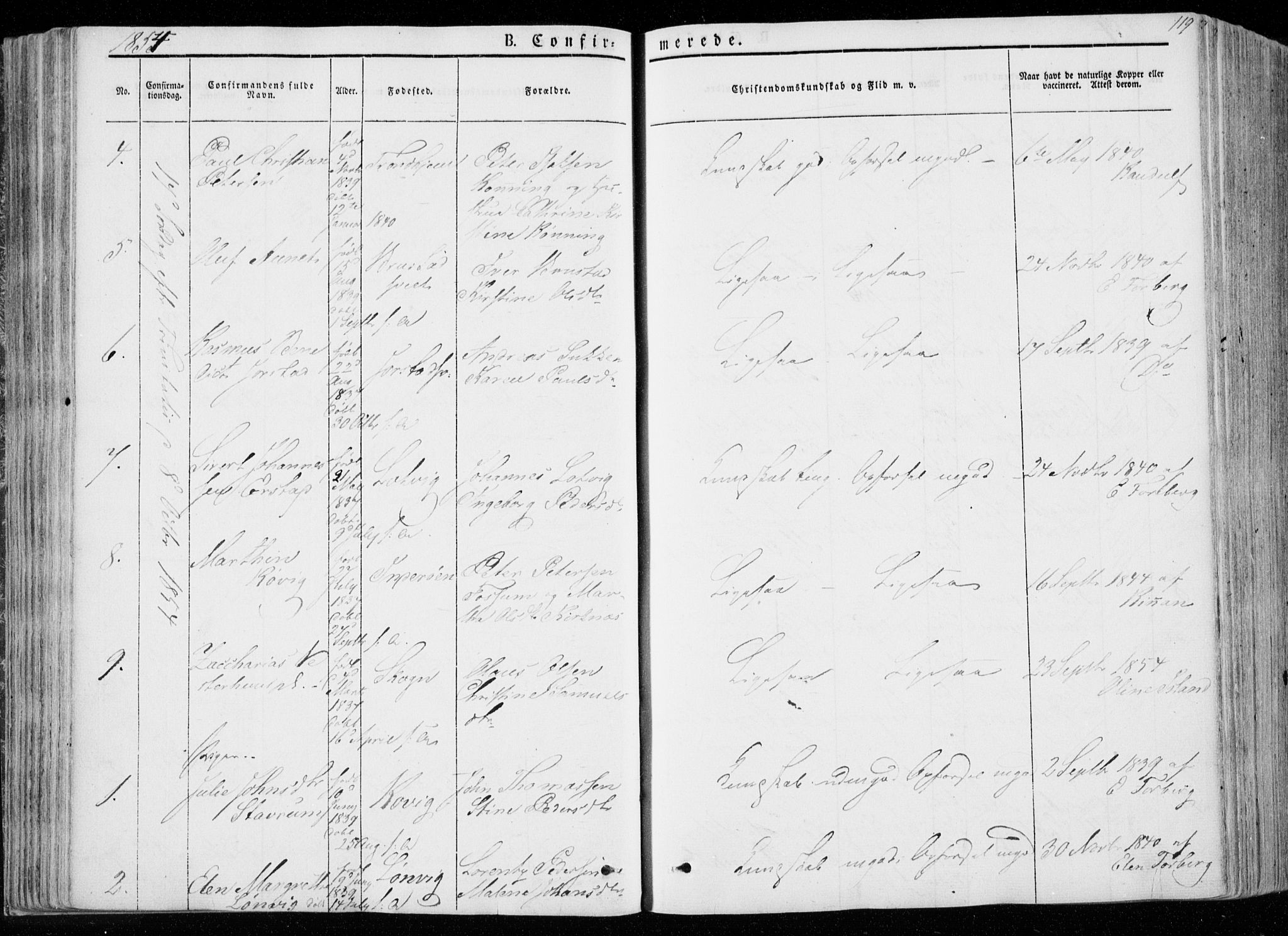 Ministerialprotokoller, klokkerbøker og fødselsregistre - Nord-Trøndelag, SAT/A-1458/722/L0218: Ministerialbok nr. 722A05, 1843-1868, s. 119