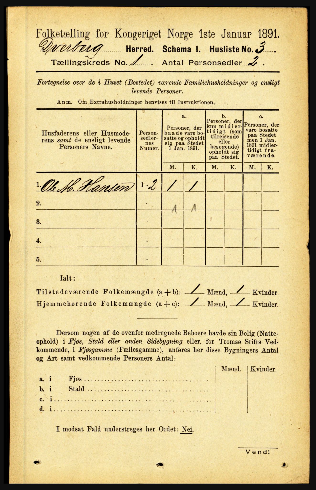 RA, Folketelling 1891 for 1872 Dverberg herred, 1891, s. 26