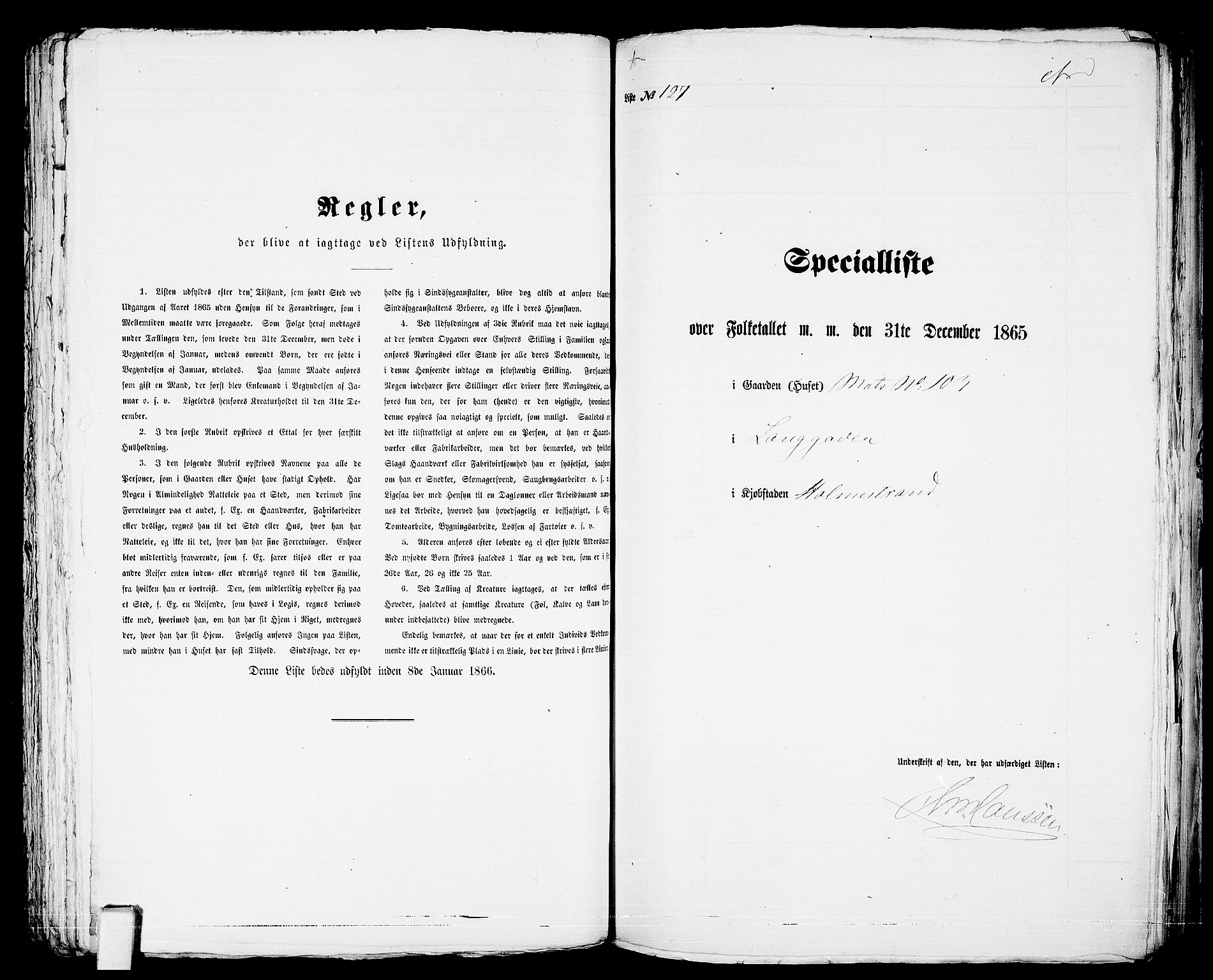 RA, Folketelling 1865 for 0702B Botne prestegjeld, Holmestrand kjøpstad, 1865, s. 261