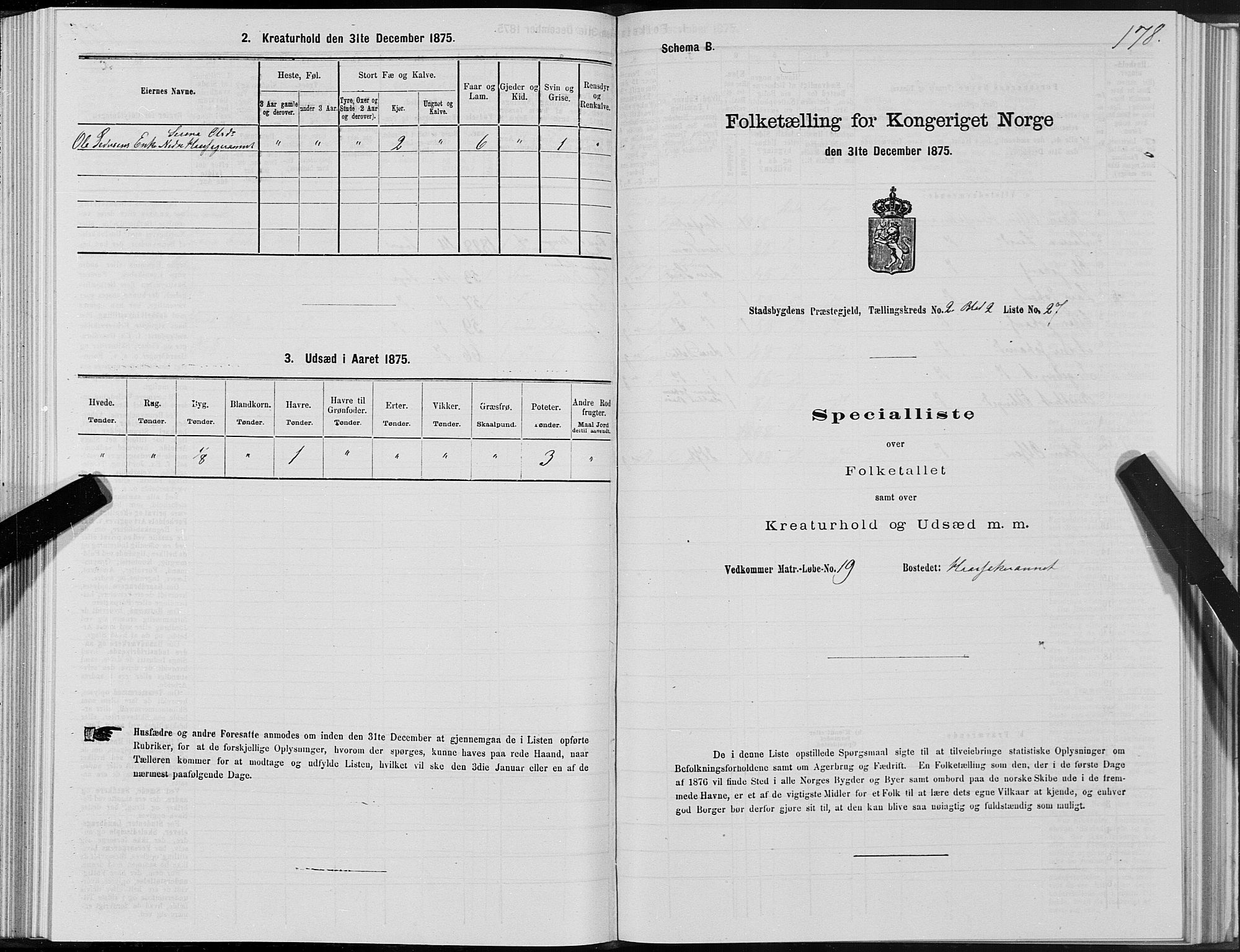 SAT, Folketelling 1875 for 1625P Stadsbygd prestegjeld, 1875, s. 1178