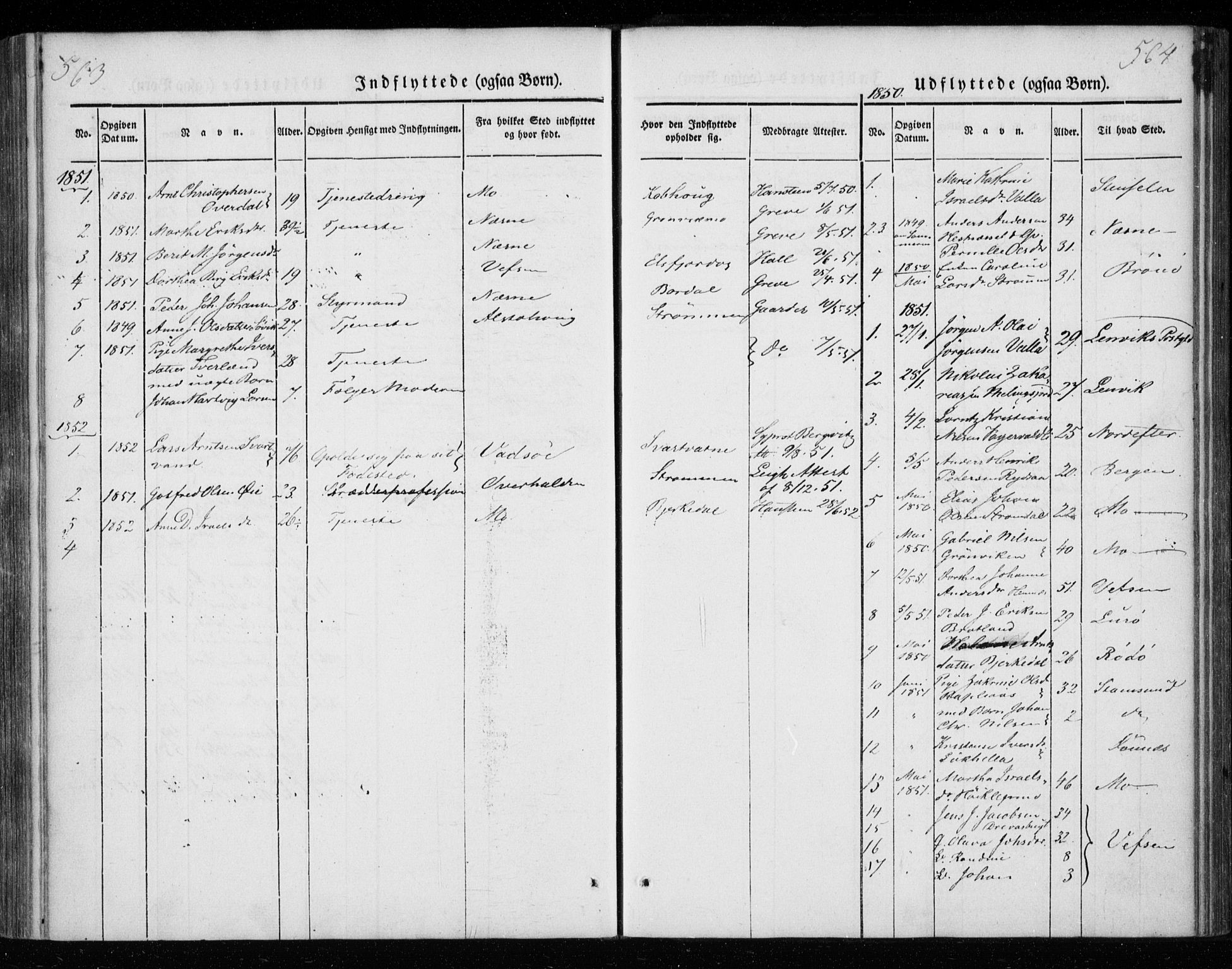Ministerialprotokoller, klokkerbøker og fødselsregistre - Nordland, AV/SAT-A-1459/825/L0355: Ministerialbok nr. 825A09, 1842-1863, s. 563-564
