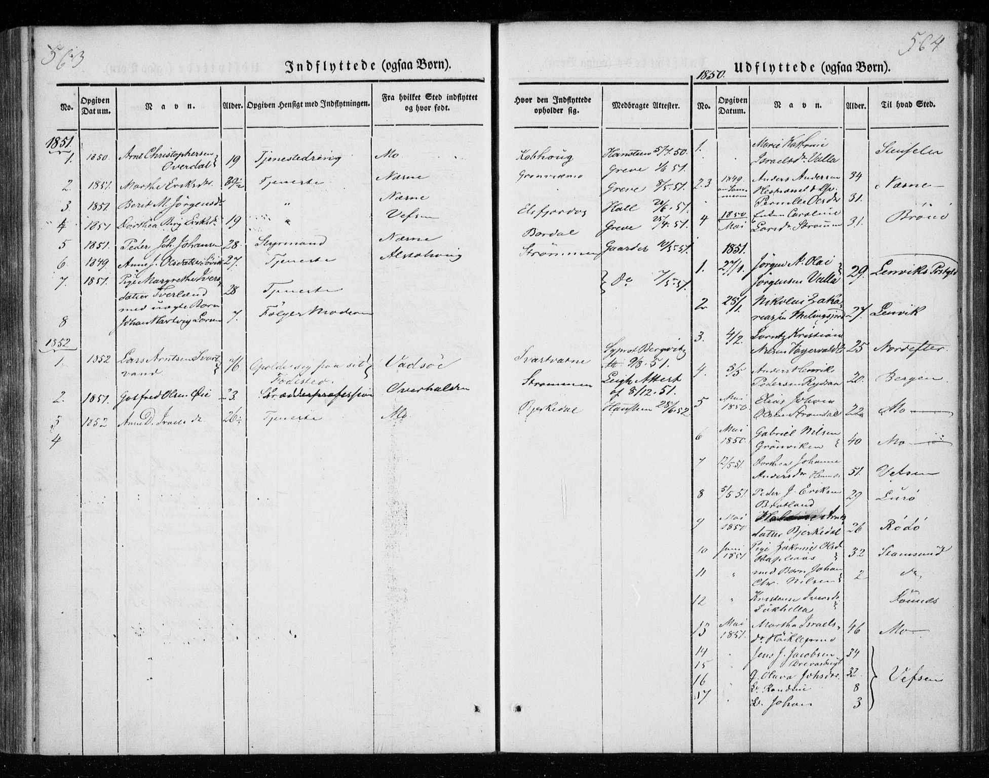 Ministerialprotokoller, klokkerbøker og fødselsregistre - Nordland, SAT/A-1459/825/L0355: Ministerialbok nr. 825A09, 1842-1863, s. 563-564