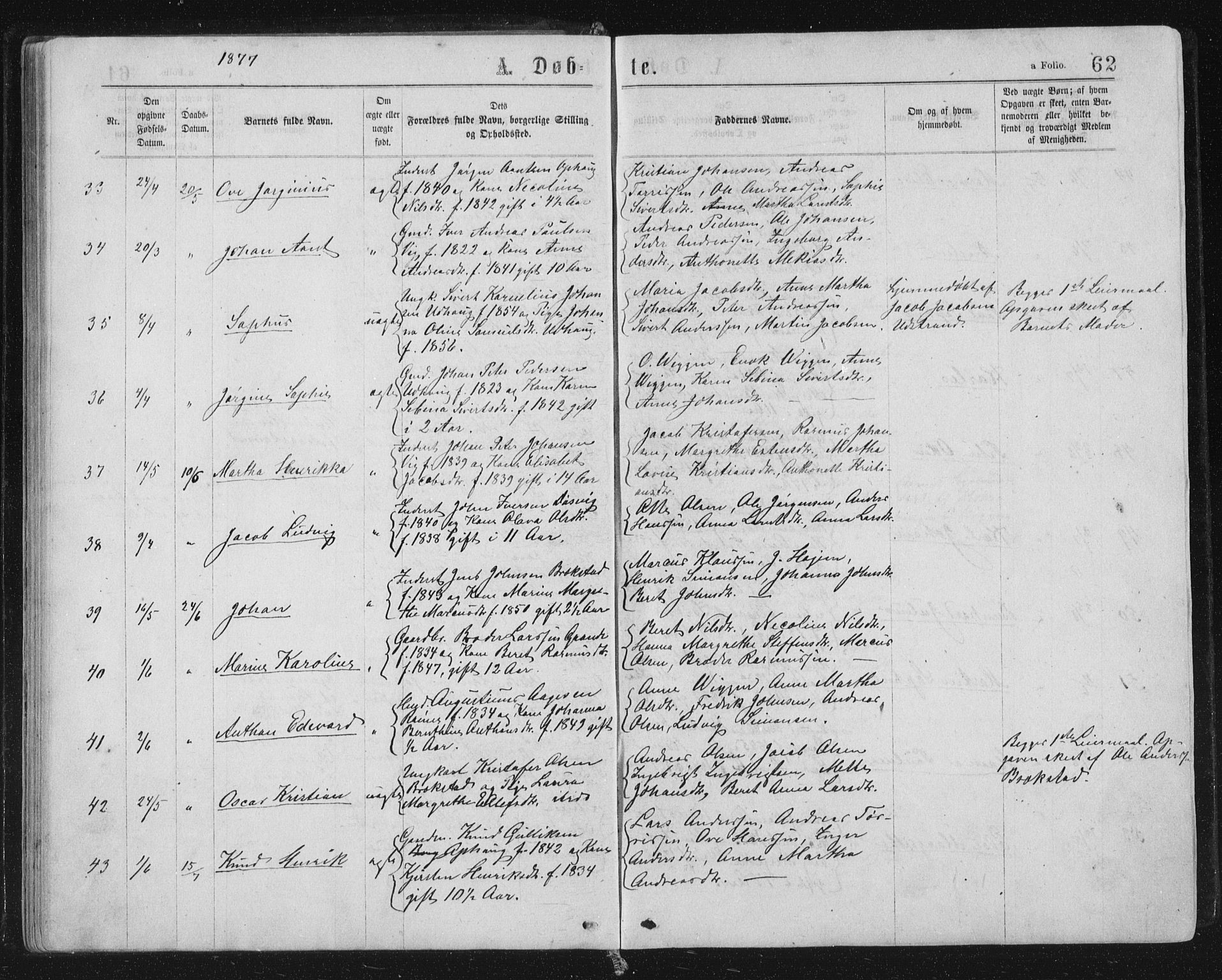 Ministerialprotokoller, klokkerbøker og fødselsregistre - Sør-Trøndelag, AV/SAT-A-1456/659/L0745: Klokkerbok nr. 659C02, 1869-1892, s. 62