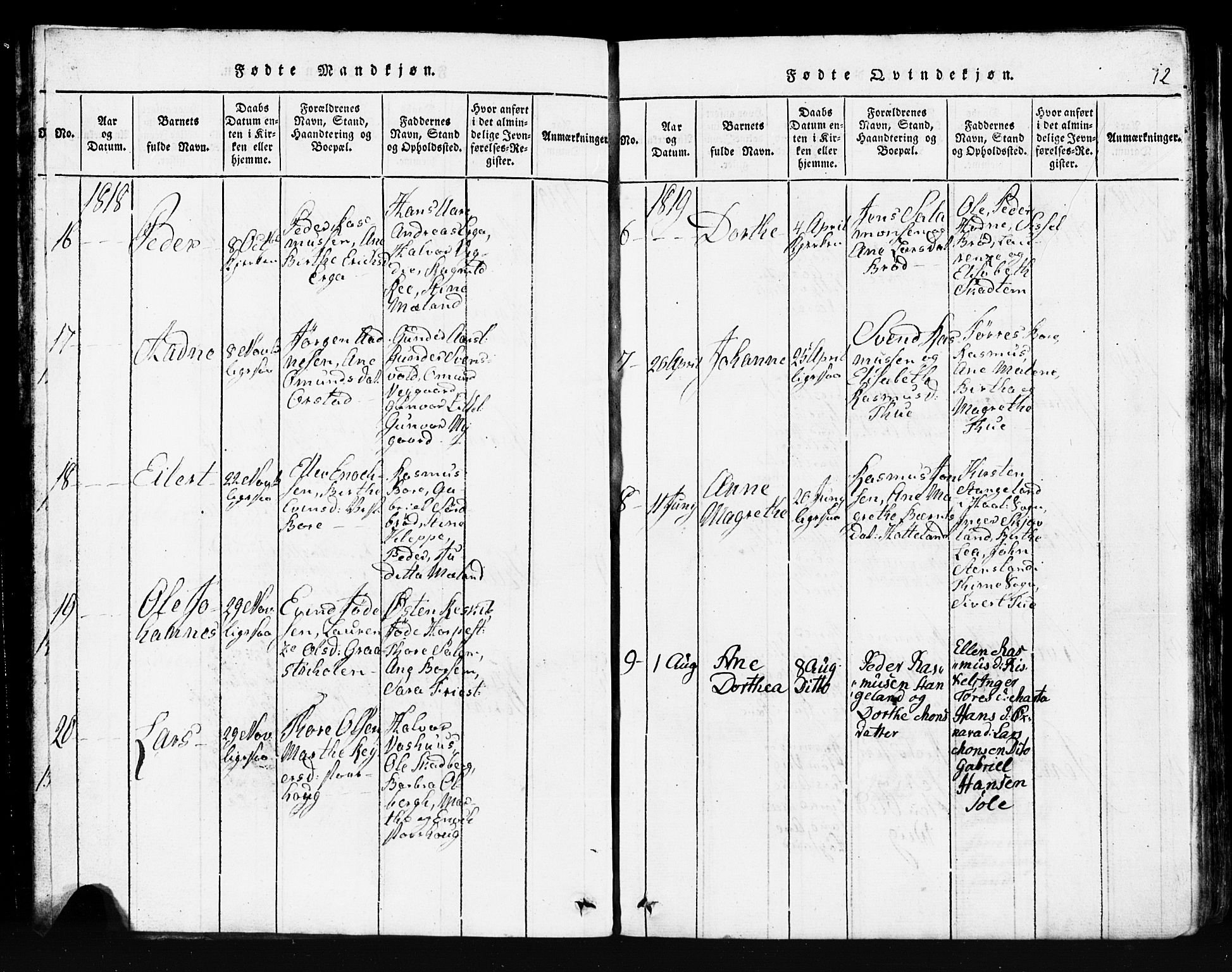 Klepp sokneprestkontor, AV/SAST-A-101803/001/3/30BB/L0001: Klokkerbok nr.  B 1, 1816-1859, s. 12