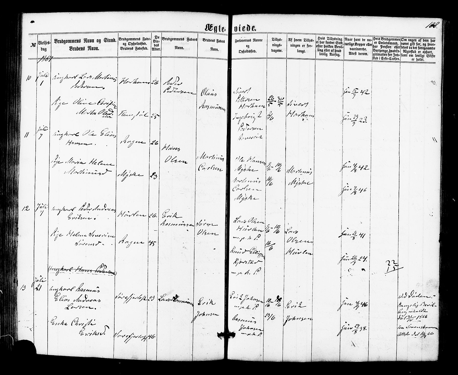 Ministerialprotokoller, klokkerbøker og fødselsregistre - Møre og Romsdal, AV/SAT-A-1454/536/L0498: Ministerialbok nr. 536A07, 1862-1875, s. 188