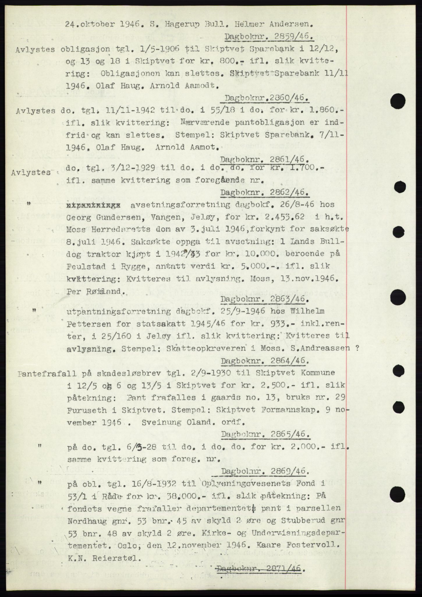 Moss sorenskriveri, SAO/A-10168: Pantebok nr. C10, 1938-1950, Dagboknr: 2859/1946