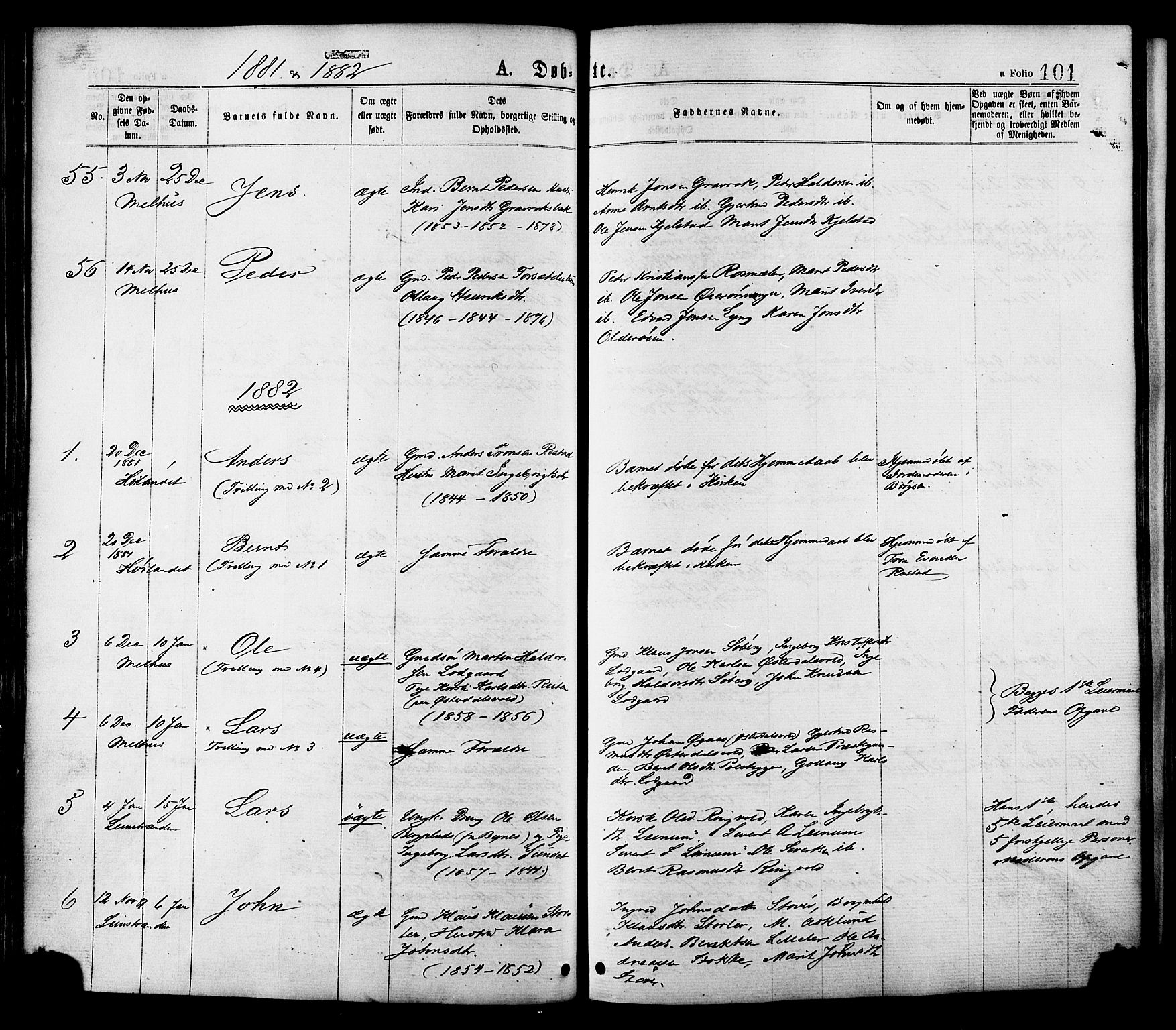 Ministerialprotokoller, klokkerbøker og fødselsregistre - Sør-Trøndelag, SAT/A-1456/691/L1079: Ministerialbok nr. 691A11, 1873-1886, s. 101