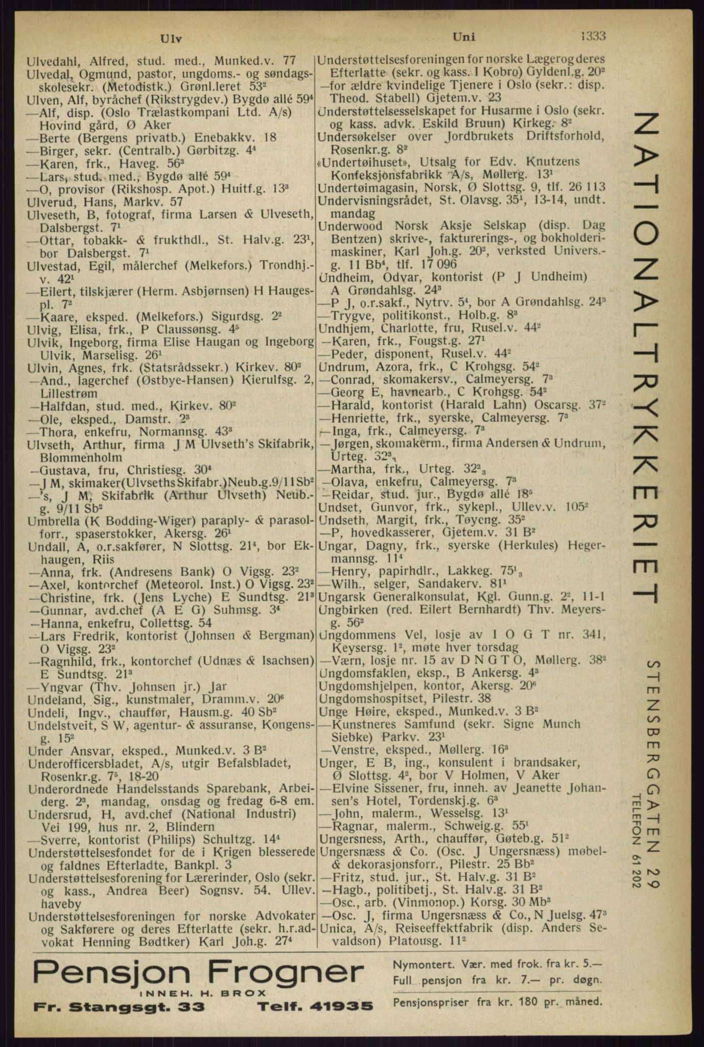 Kristiania/Oslo adressebok, PUBL/-, 1933, s. 1333
