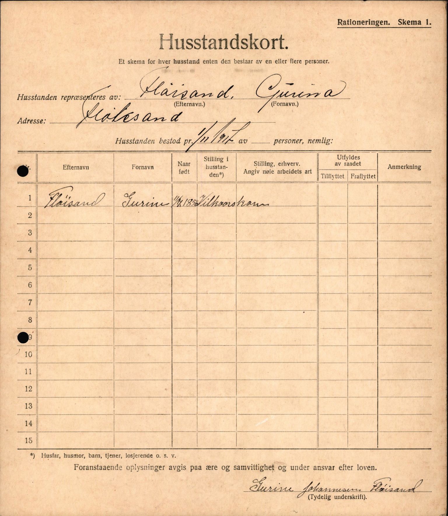 IKAH, Meland kommune, Provianteringsrådet, Husstander per 01.11.1917, 1917-1918, s. 52