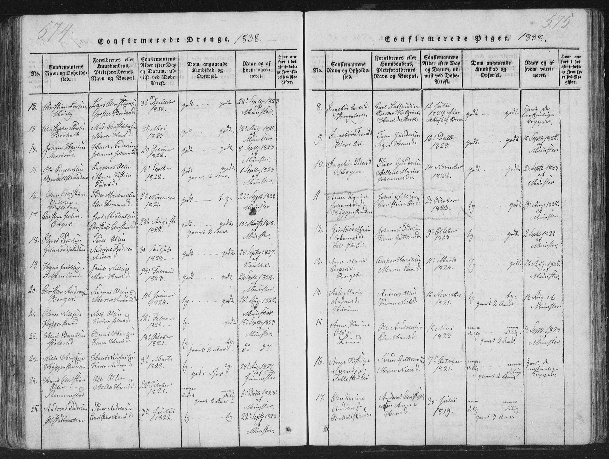 Røyken kirkebøker, AV/SAKO-A-241/G/Ga/L0003: Klokkerbok nr. 3, 1814-1856, s. 574-575