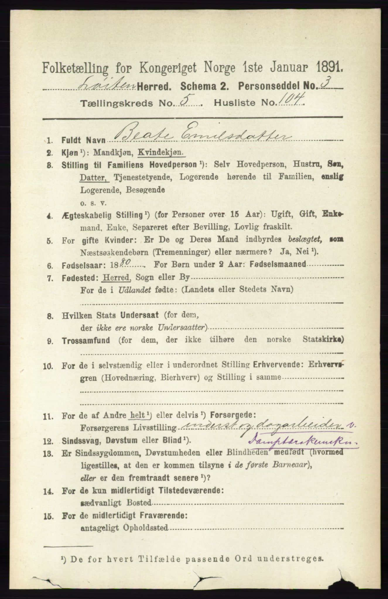 RA, Folketelling 1891 for 0415 Løten herred, 1891, s. 3874