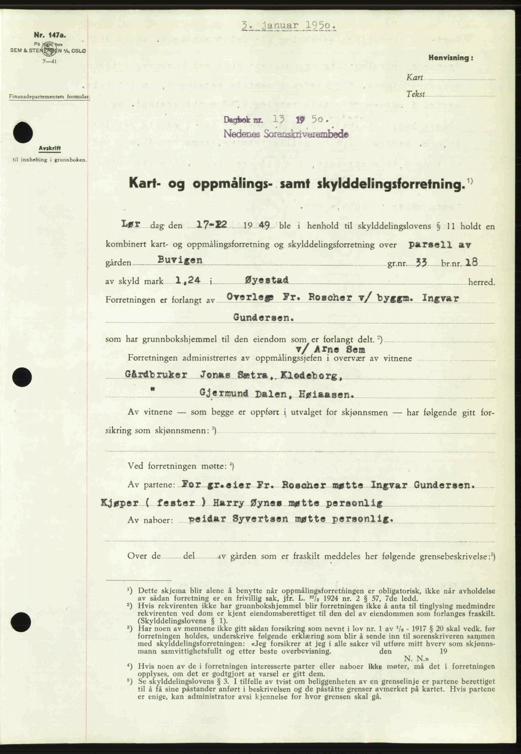 Nedenes sorenskriveri, SAK/1221-0006/G/Gb/Gba/L0062: Pantebok nr. A14, 1949-1950, Dagboknr: 13/1950