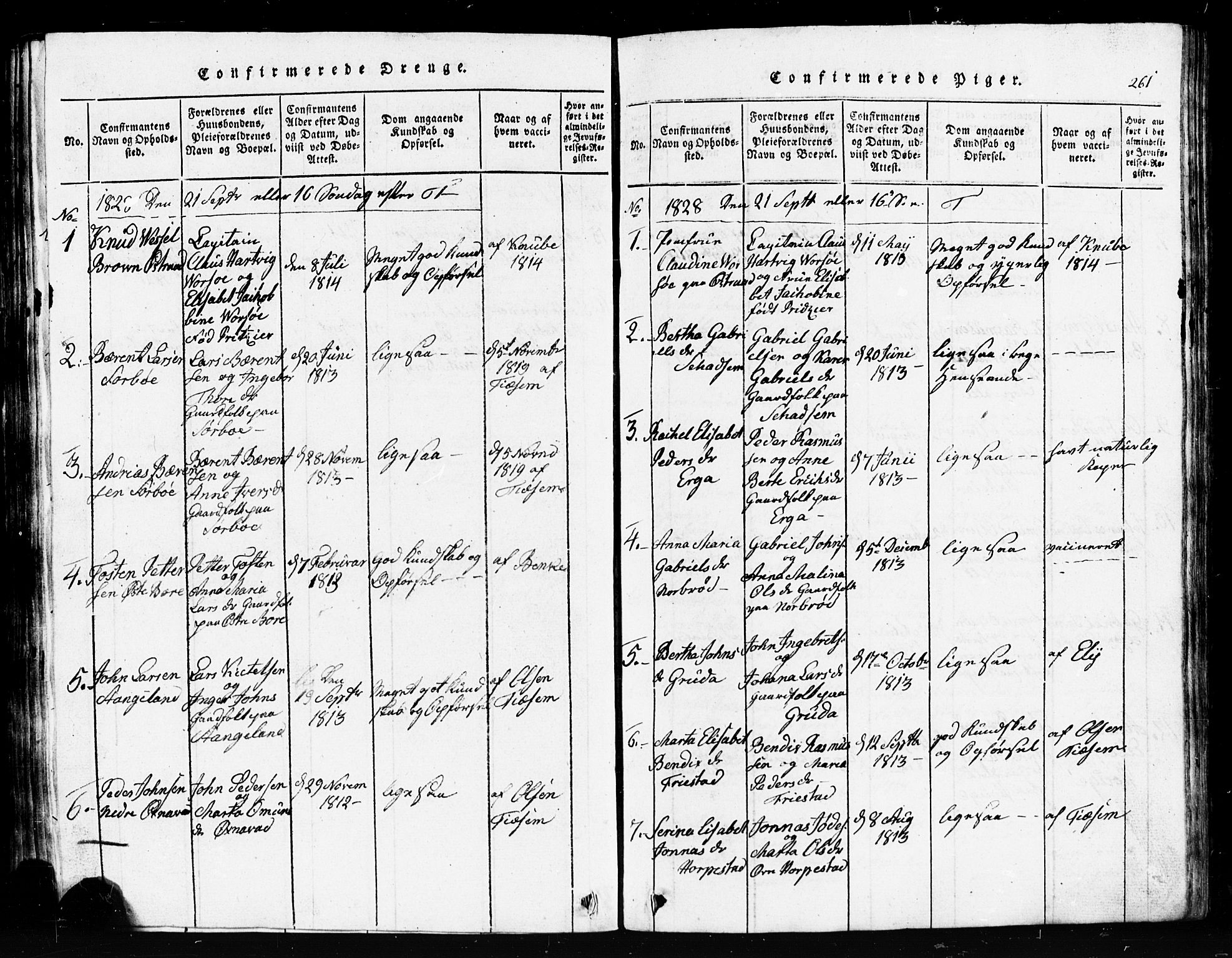 Klepp sokneprestkontor, SAST/A-101803/001/3/30BB/L0001: Klokkerbok nr.  B 1, 1816-1859, s. 261