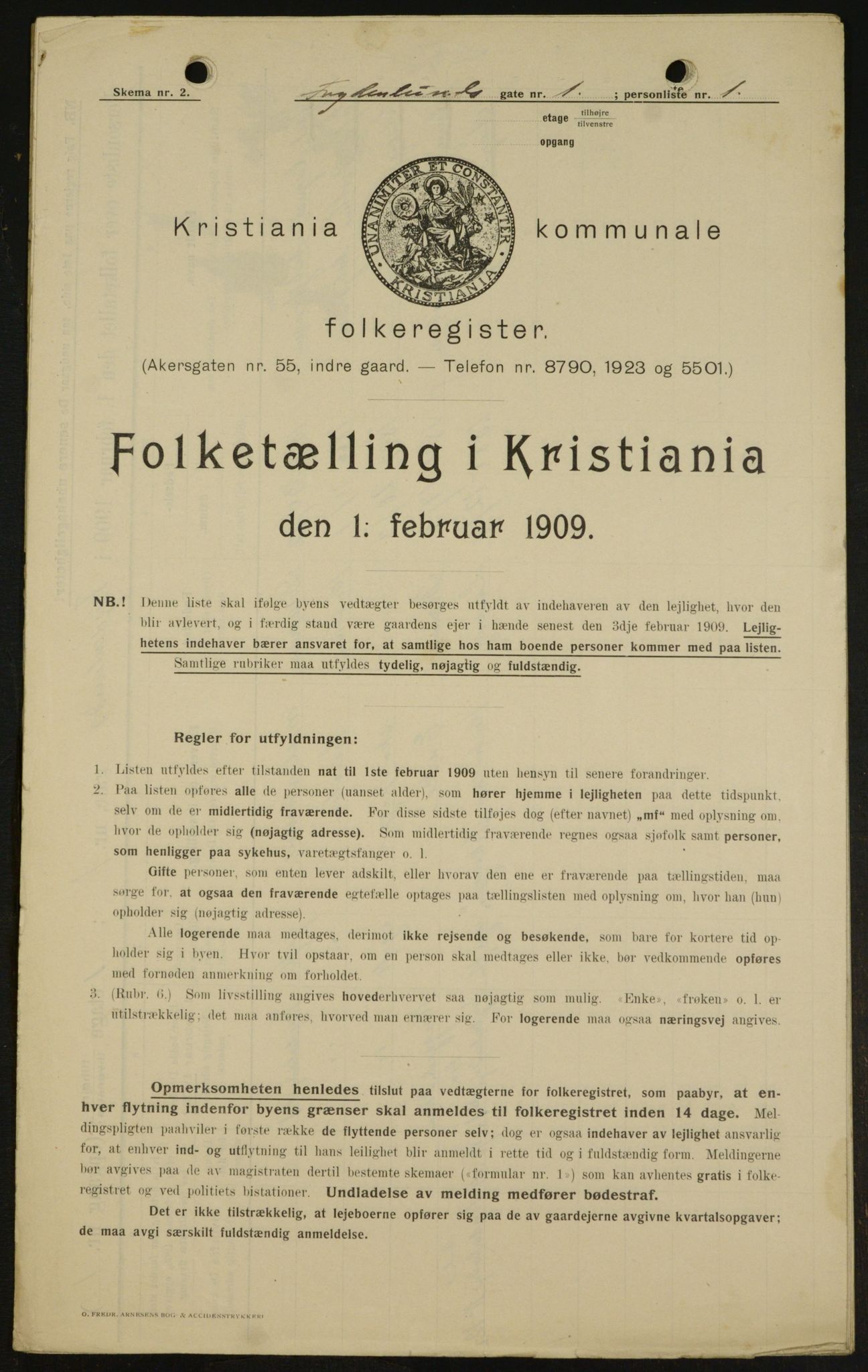 OBA, Kommunal folketelling 1.2.1909 for Kristiania kjøpstad, 1909, s. 25438