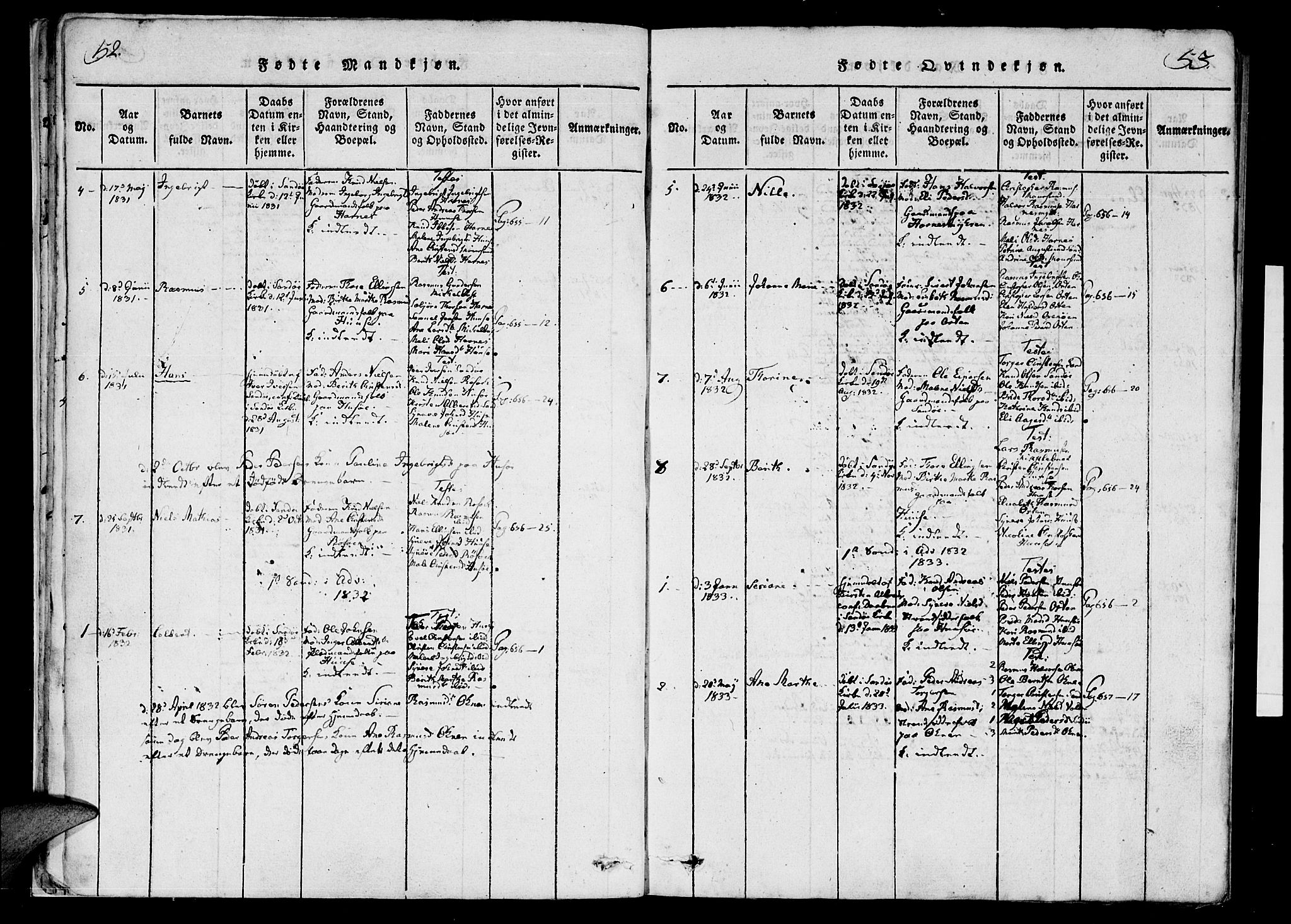 Ministerialprotokoller, klokkerbøker og fødselsregistre - Møre og Romsdal, SAT/A-1454/561/L0727: Ministerialbok nr. 561A01, 1817-1858, s. 52-53