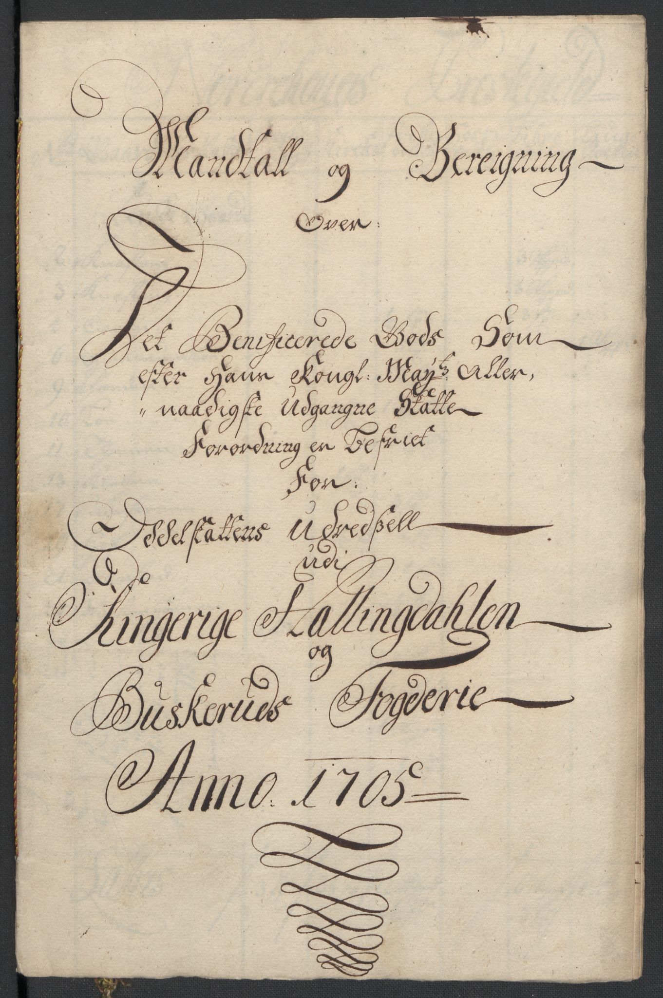 Rentekammeret inntil 1814, Reviderte regnskaper, Fogderegnskap, RA/EA-4092/R22/L1464: Fogderegnskap Ringerike, Hallingdal og Buskerud, 1705, s. 176