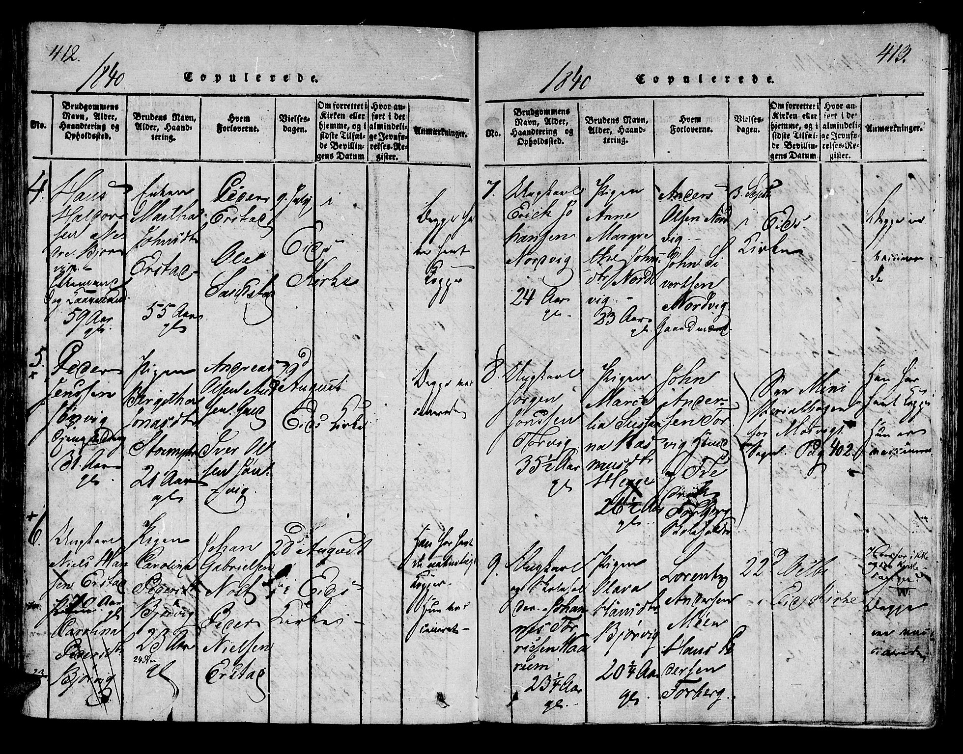 Ministerialprotokoller, klokkerbøker og fødselsregistre - Nord-Trøndelag, SAT/A-1458/722/L0217: Ministerialbok nr. 722A04, 1817-1842, s. 412-413