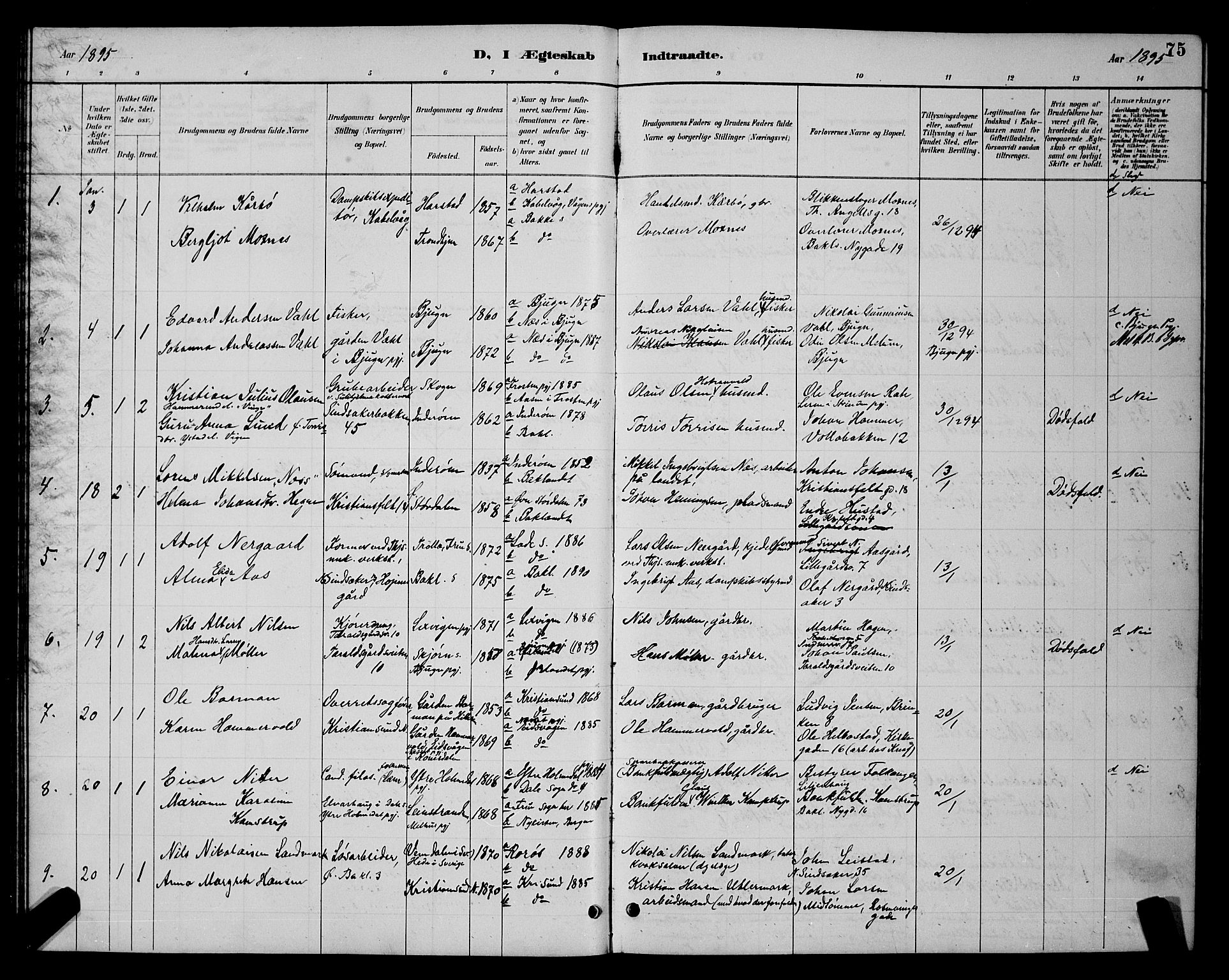 Ministerialprotokoller, klokkerbøker og fødselsregistre - Sør-Trøndelag, AV/SAT-A-1456/604/L0223: Klokkerbok nr. 604C06, 1886-1897, s. 75