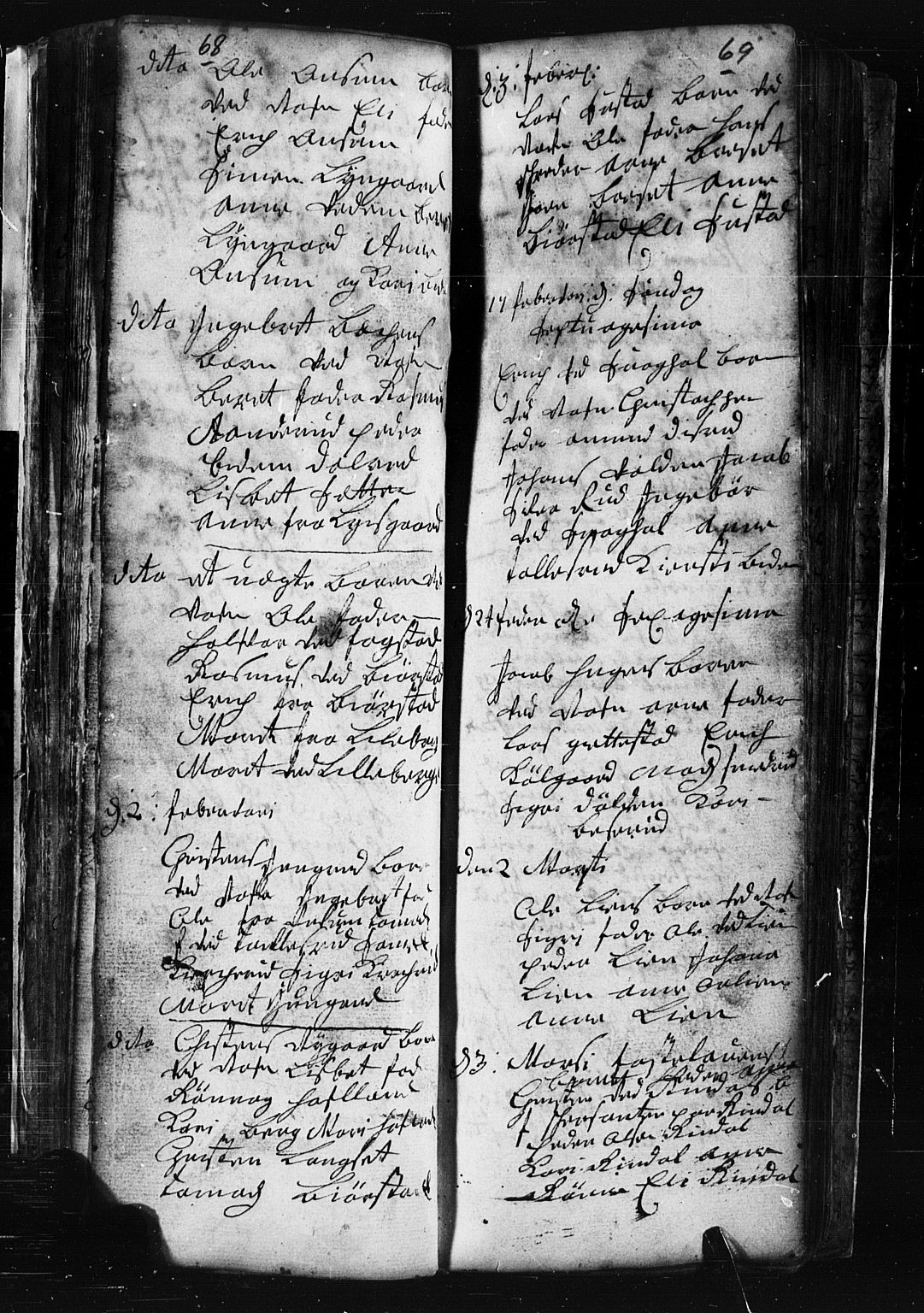 Fåberg prestekontor, AV/SAH-PREST-086/H/Ha/Hab/L0001: Klokkerbok nr. 1, 1727-1767, s. 68-69