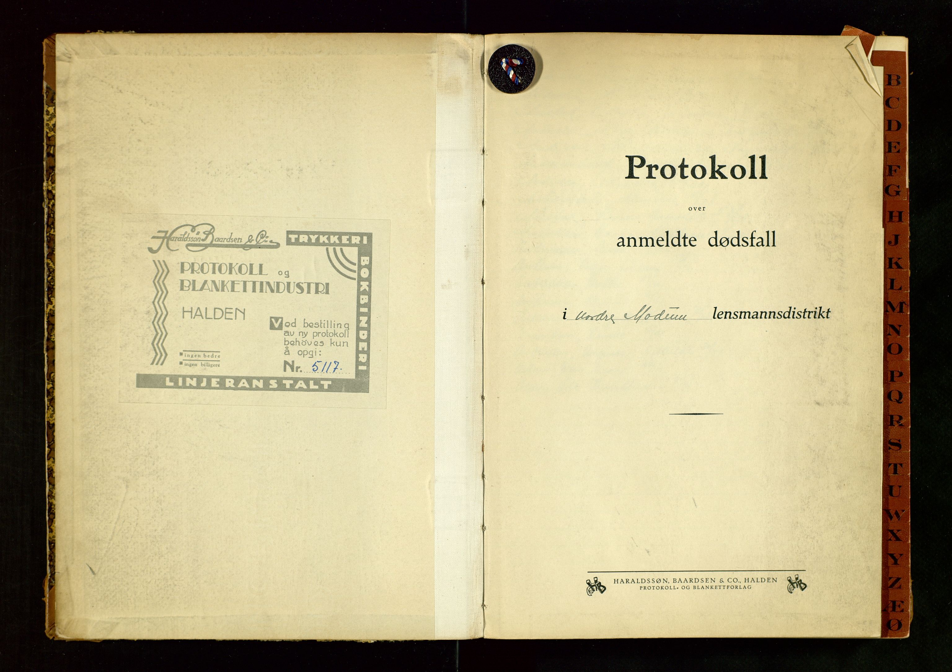 Modum lensmannskontor, AV/SAKO-A-524/H/Ha/Hab/L0008: Dødsfallsprotokoll - Nordre Modum, 1936-1941