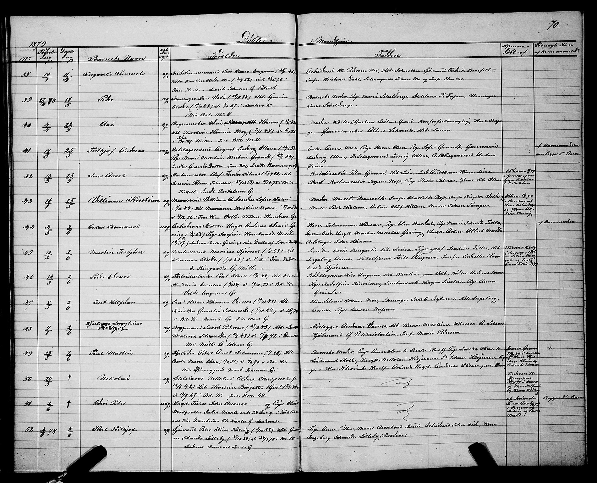 Ministerialprotokoller, klokkerbøker og fødselsregistre - Sør-Trøndelag, AV/SAT-A-1456/604/L0220: Klokkerbok nr. 604C03, 1870-1885, s. 70