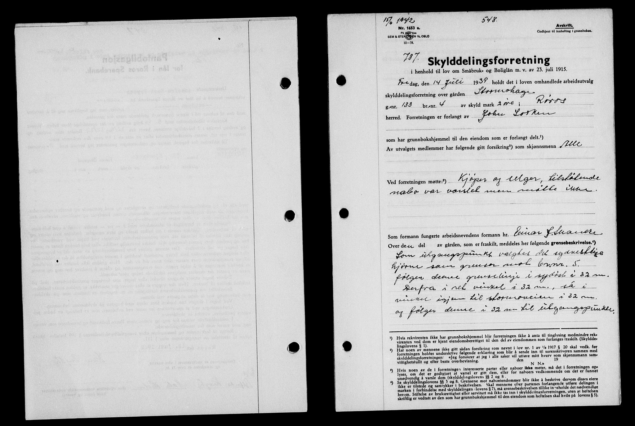 Gauldal sorenskriveri, SAT/A-0014/1/2/2C/L0054: Pantebok nr. 59, 1941-1942, Dagboknr: 787/1942