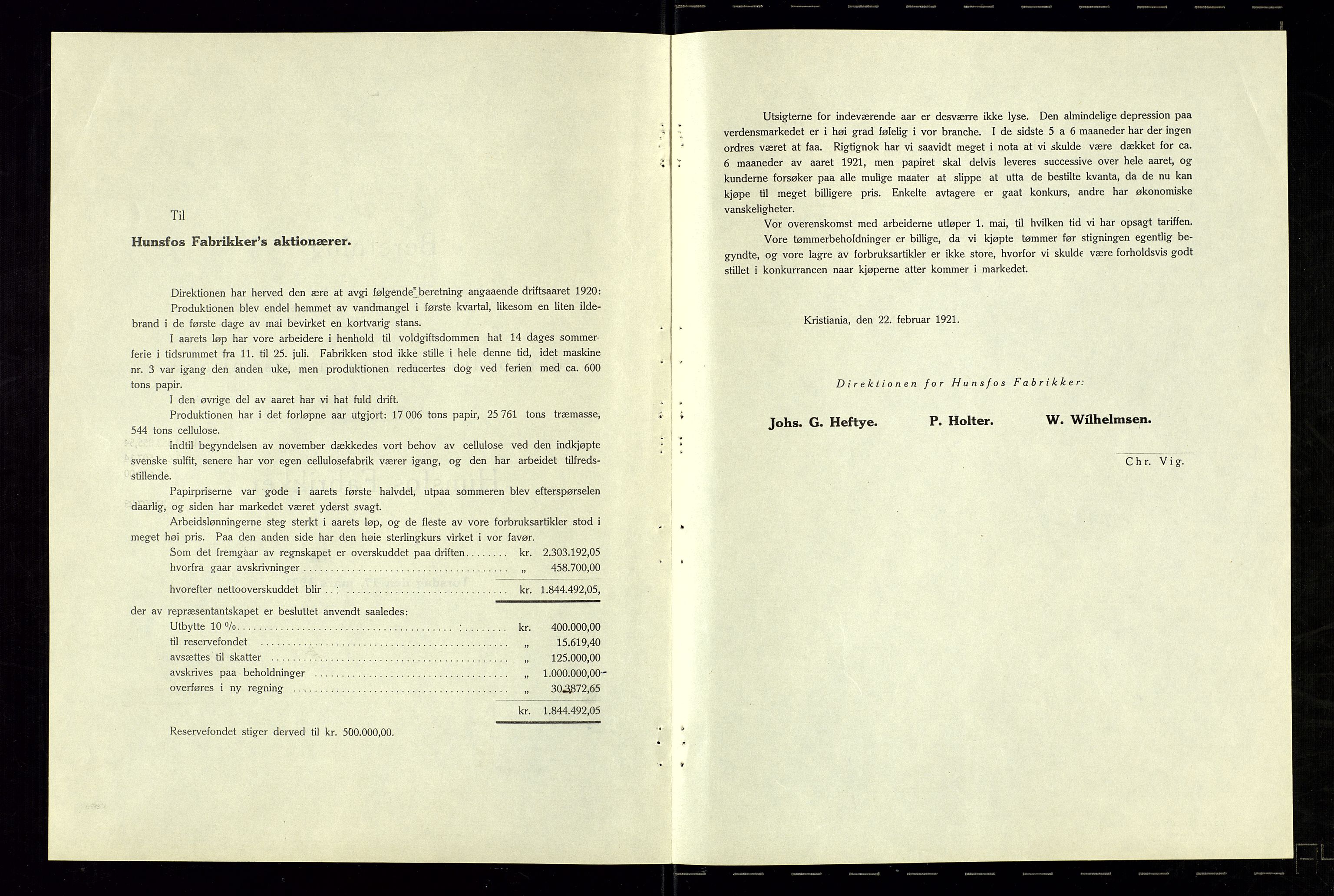 Hunsfos fabrikker, SAK/D/1440/01/L0001/0003: Vedtekter, anmeldelser og årsberetninger / Årsberetninger og regnskap, 1918-1989, s. 14