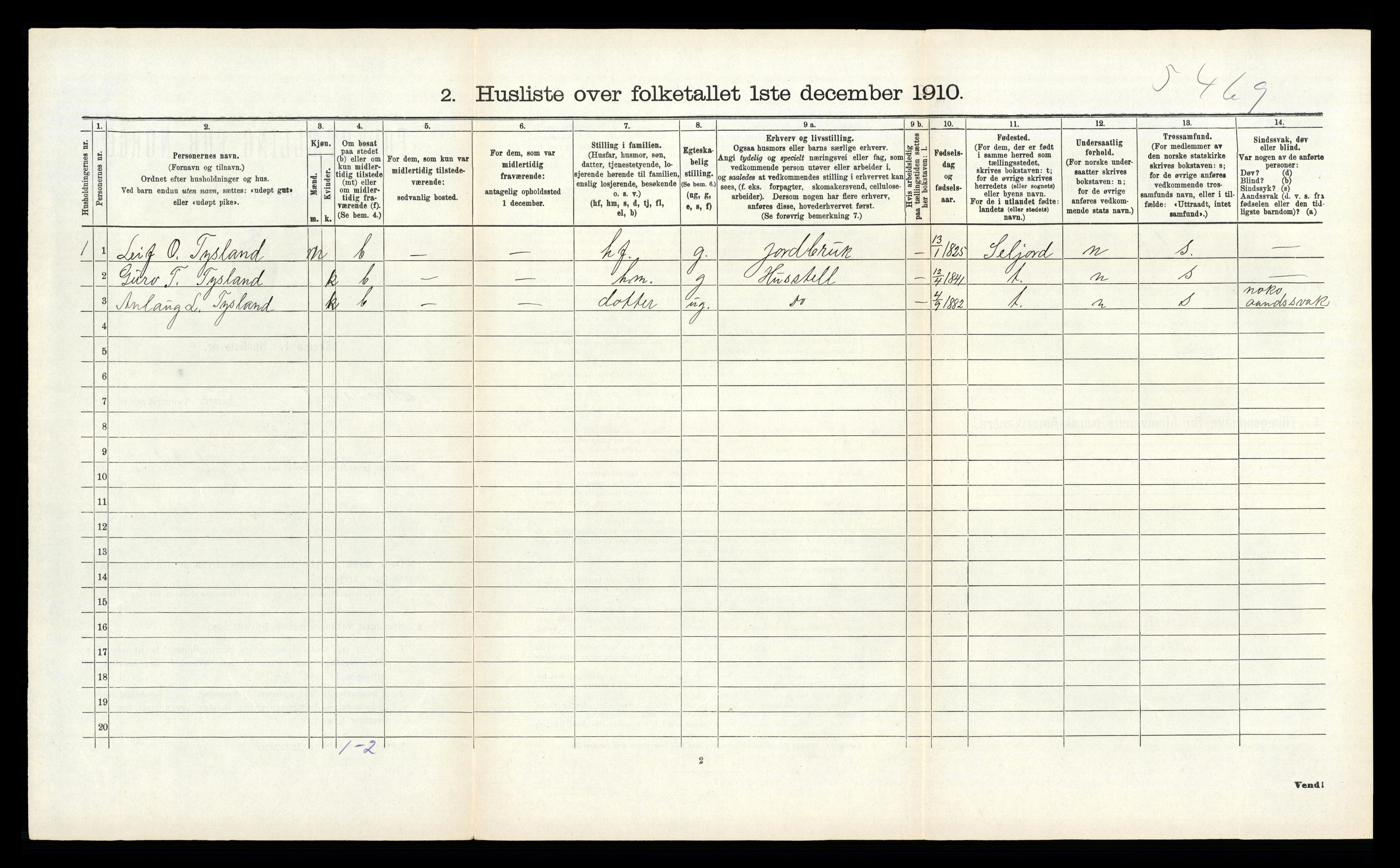 RA, Folketelling 1910 for 0829 Kviteseid herred, 1910, s. 885