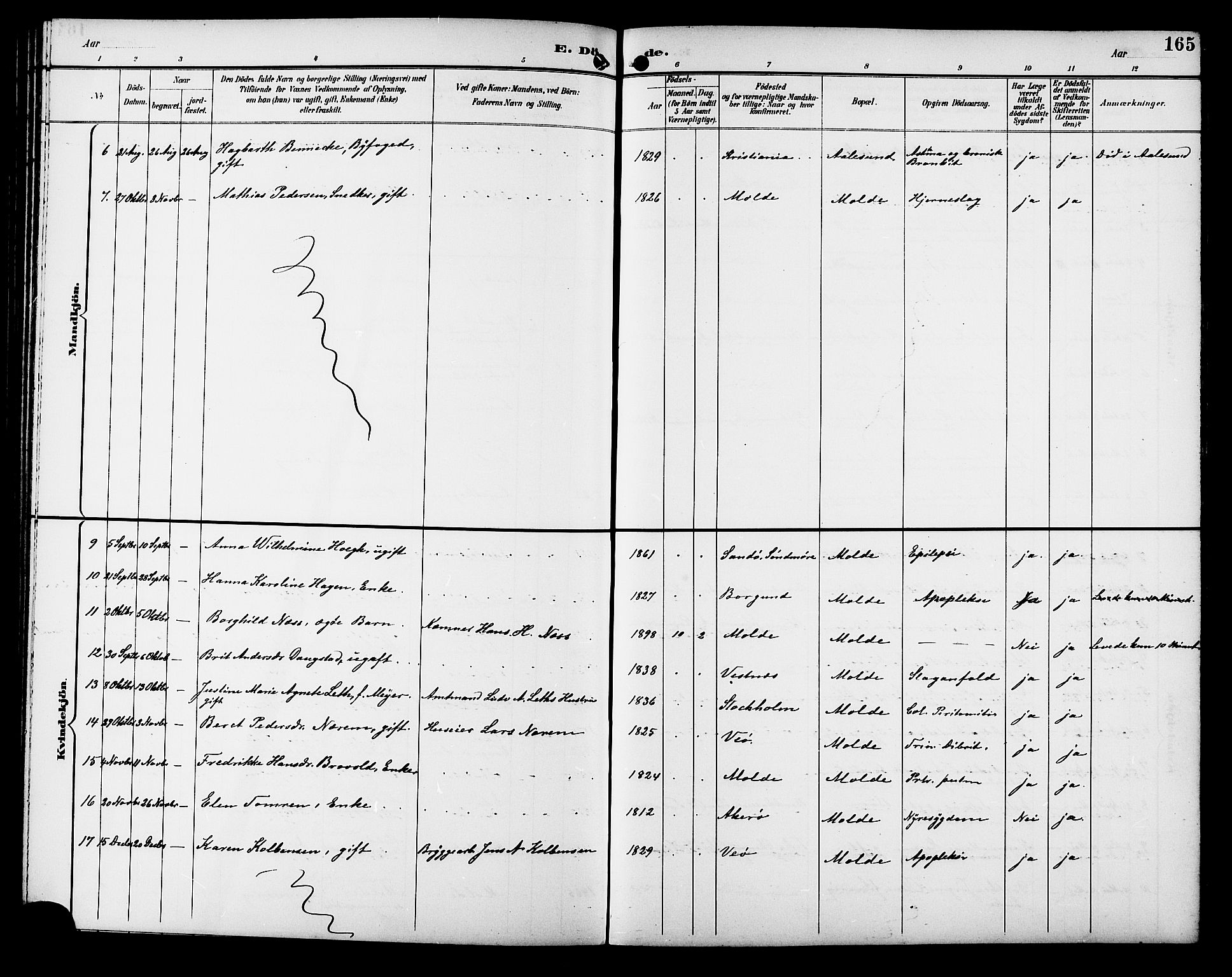 Ministerialprotokoller, klokkerbøker og fødselsregistre - Møre og Romsdal, SAT/A-1454/558/L0702: Klokkerbok nr. 558C03, 1894-1915, s. 165