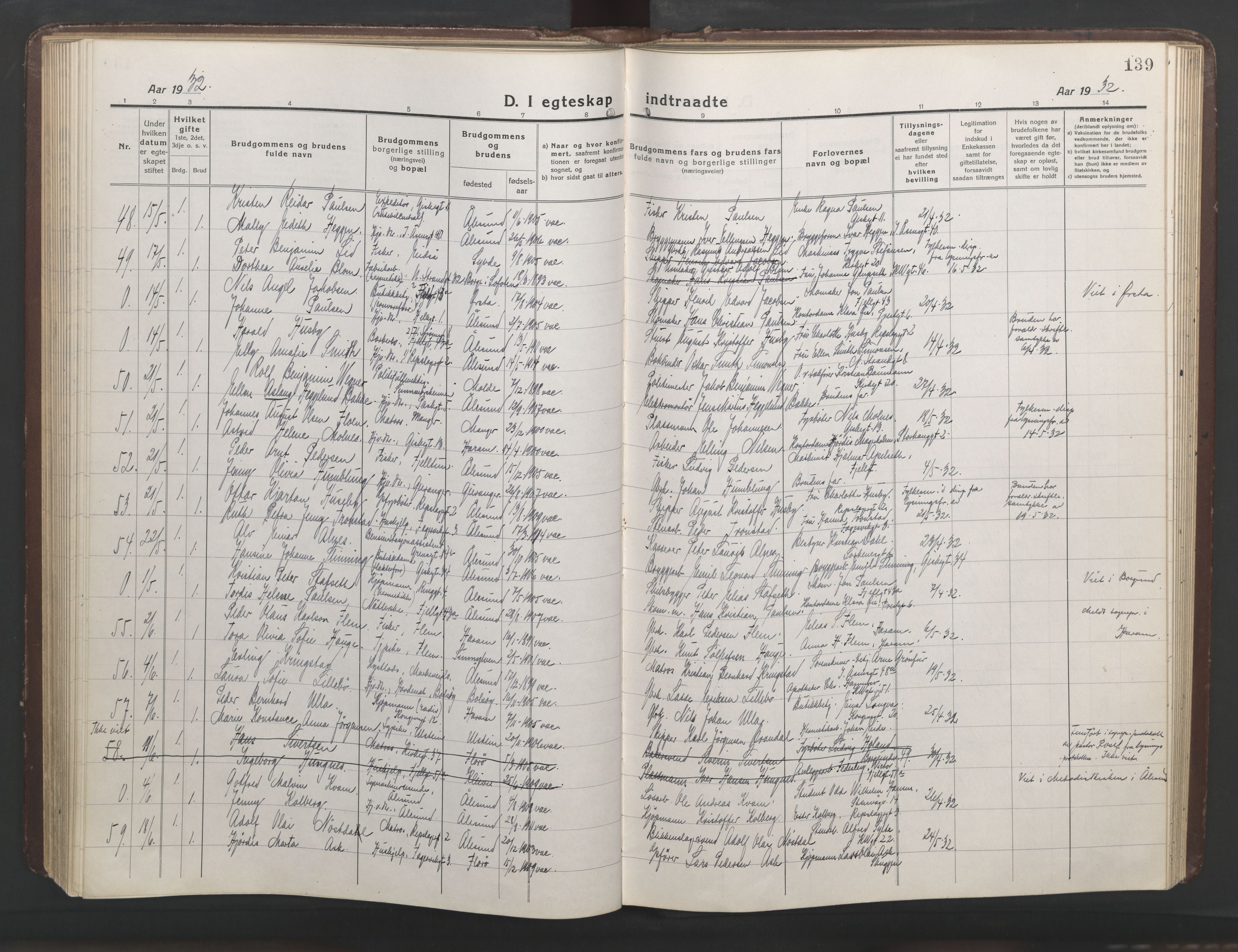 Ministerialprotokoller, klokkerbøker og fødselsregistre - Møre og Romsdal, AV/SAT-A-1454/529/L0473: Klokkerbok nr. 529C10, 1918-1941, s. 139