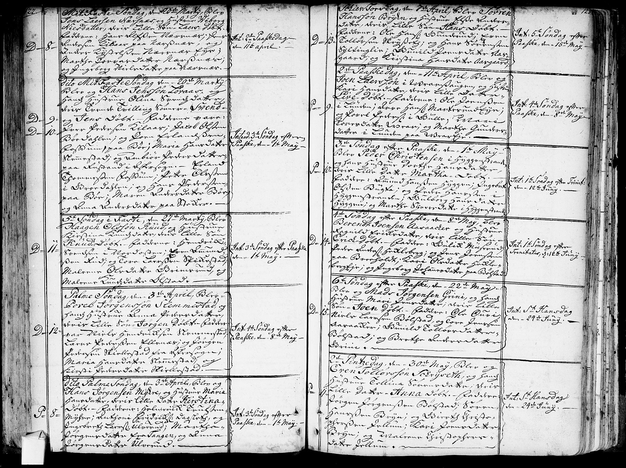 Røyken kirkebøker, AV/SAKO-A-241/G/Ga/L0001: Klokkerbok nr. 1, 1740-1768, s. 122-123